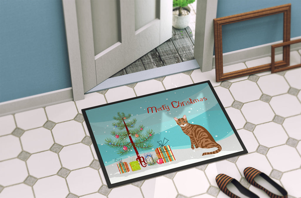 Toyger Cat Christmas Doormat Indoor Outdoor 24H X 36W Front Door Mat Rugs for Entryway, Non Slip Washable Low Pile,