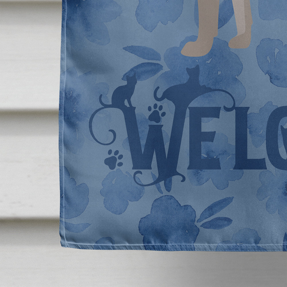 Blue Abyssinian Cat Welcome House Flag 28x40 Porch Sleeve Pole Decorative Outside Yard Banner Artwork Wall Hanging, Polyester