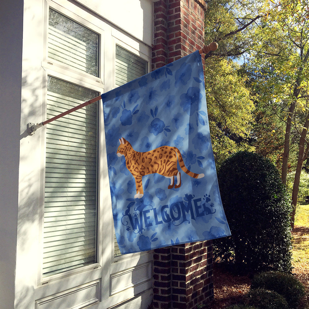 Cheetoh #3 Cat Welcome House Flag 28x40 Porch Sleeve Pole Decorative Outside Yard Banner Artwork Wall Hanging, Polyester
