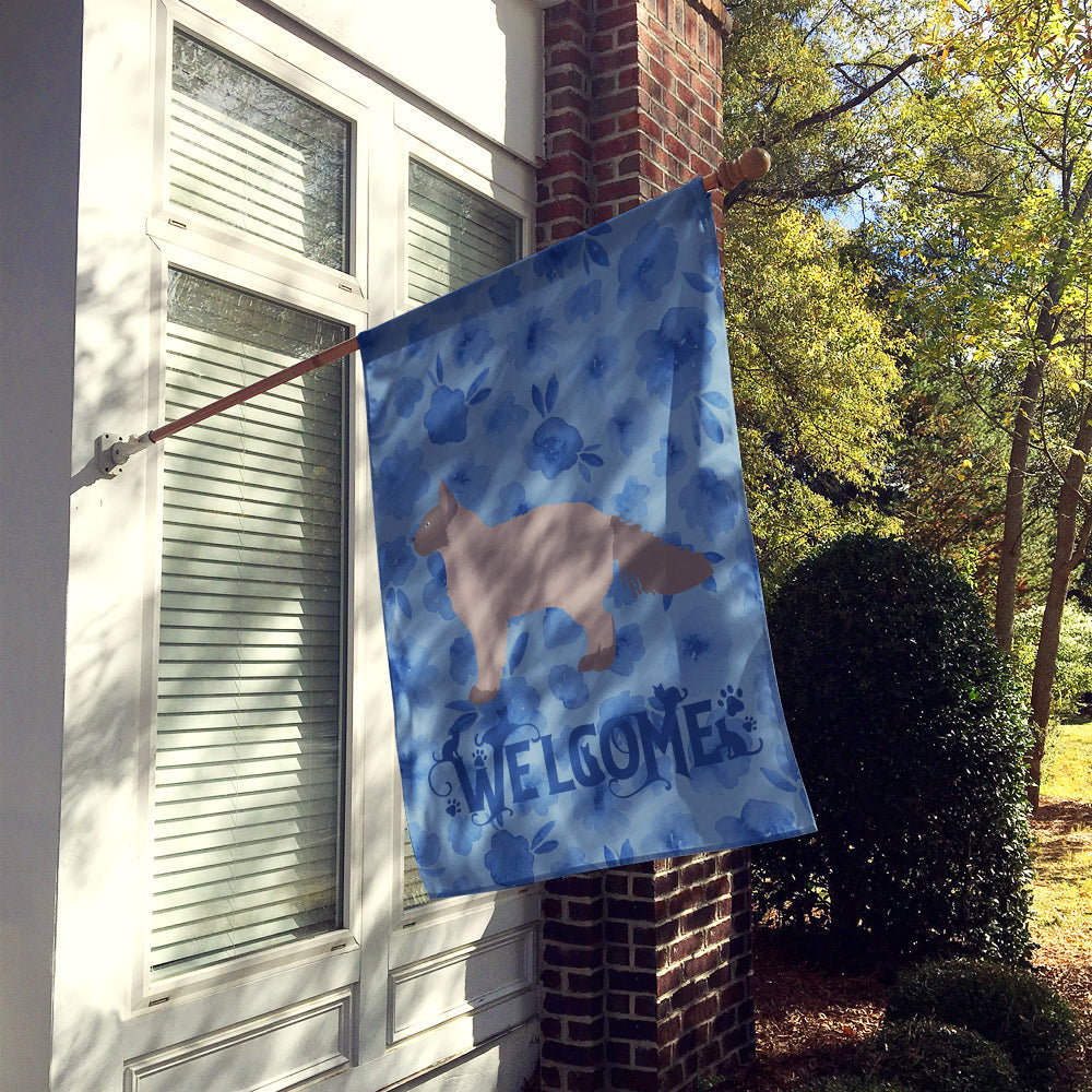 La Perm #3 Cat Welcome House Flag 28x40 Porch Sleeve Pole Decorative Outside Yard Banner Artwork Wall Hanging, Polyester