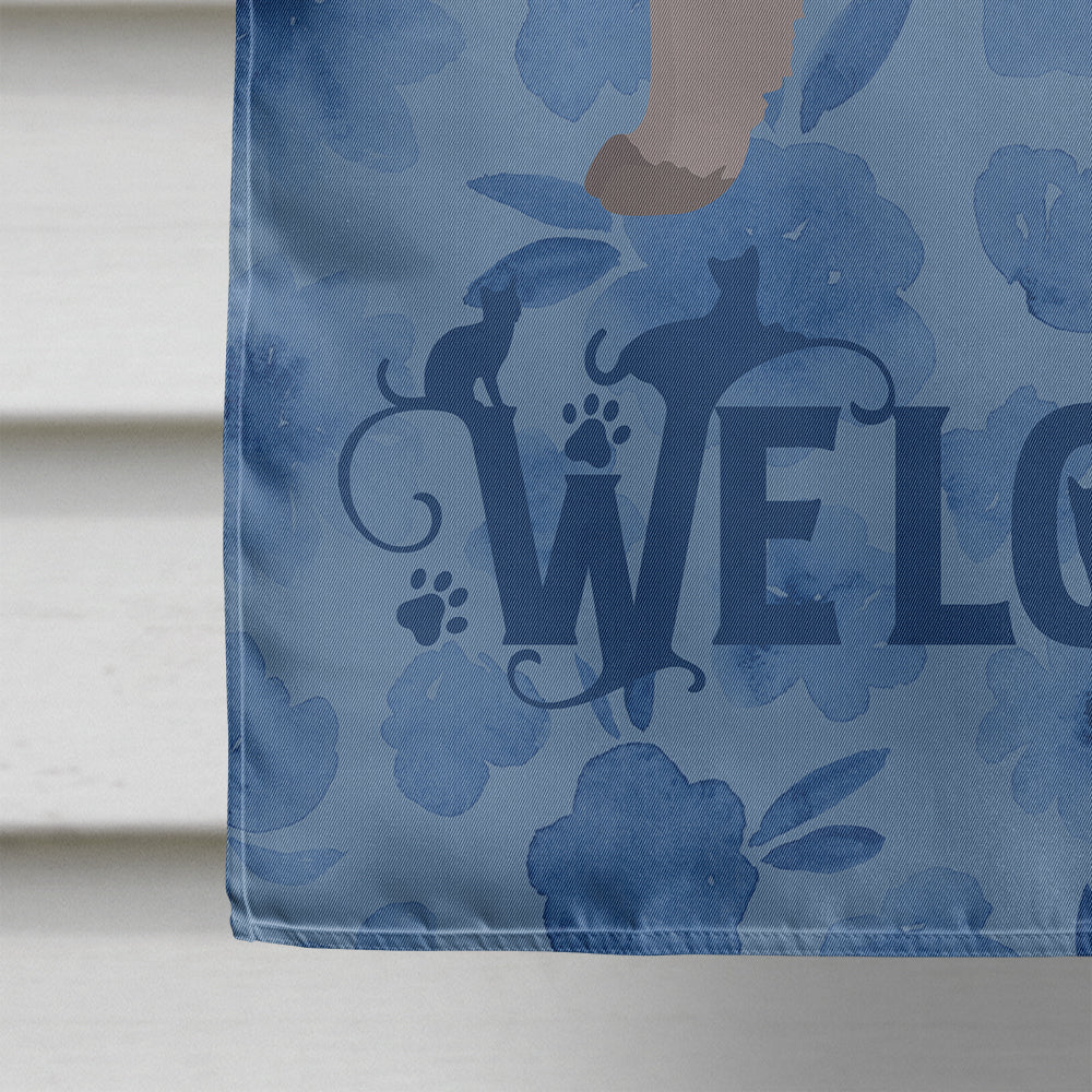 La Perm #3 Cat Welcome House Flag 28x40 Porch Sleeve Pole Decorative Outside Yard Banner Artwork Wall Hanging, Polyester