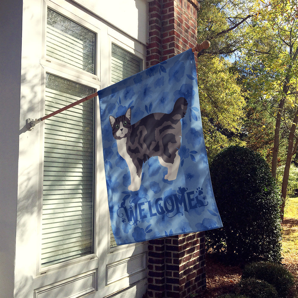 Manx #1 Cat Welcome House Flag 28x40 Porch Sleeve Pole Decorative Outside Yard Banner Artwork Wall Hanging, Polyester