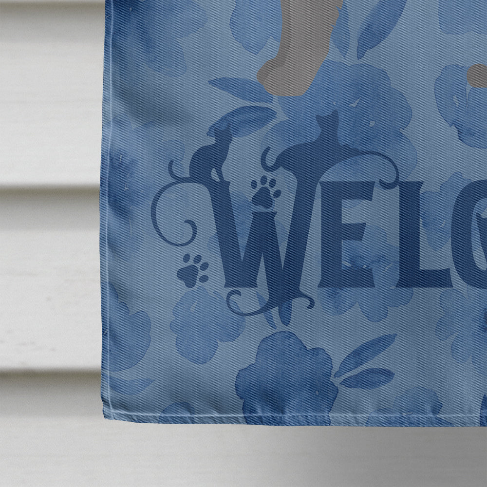 Nebelung #2 Cat Welcome House Flag 28x40 Porch Sleeve Pole Decorative Outside Yard Banner Artwork Wall Hanging, Polyester