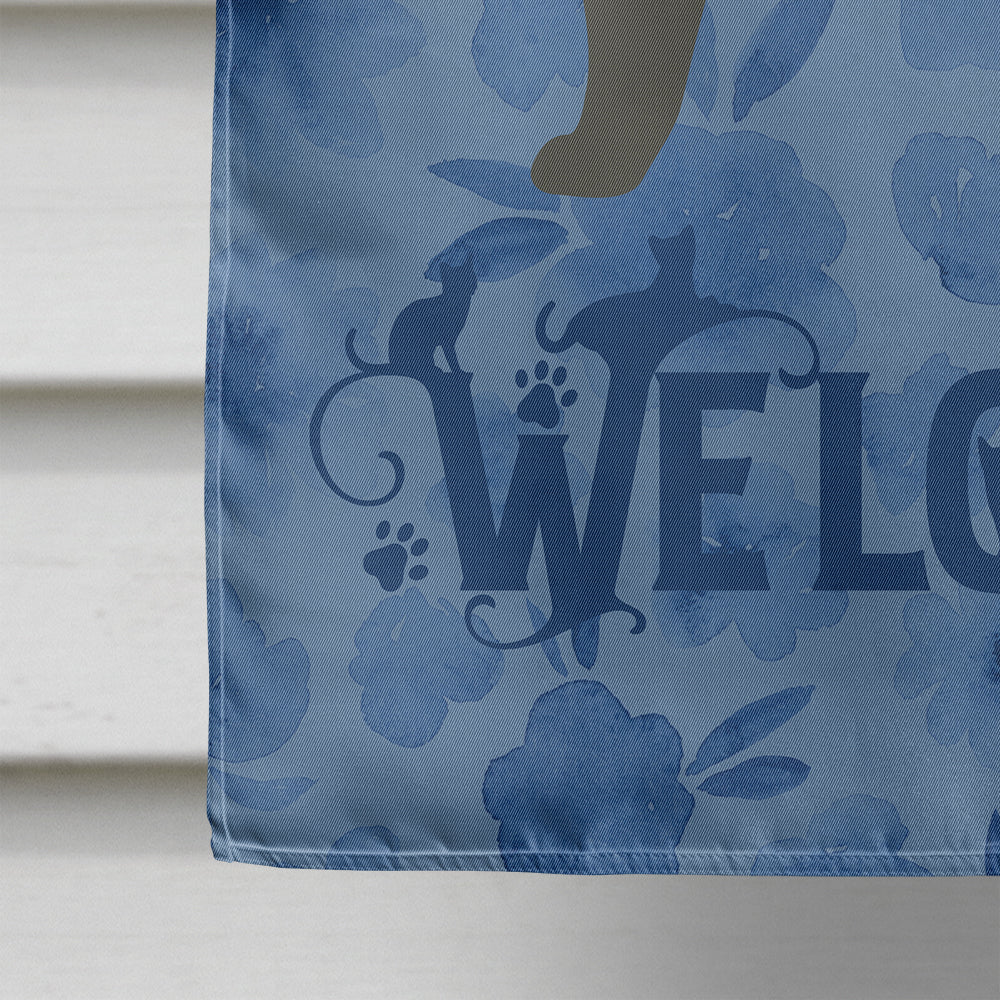 Nebelung #3 Cat Welcome House Flag 28x40 Porch Sleeve Pole Decorative Outside Yard Banner Artwork Wall Hanging, Polyester