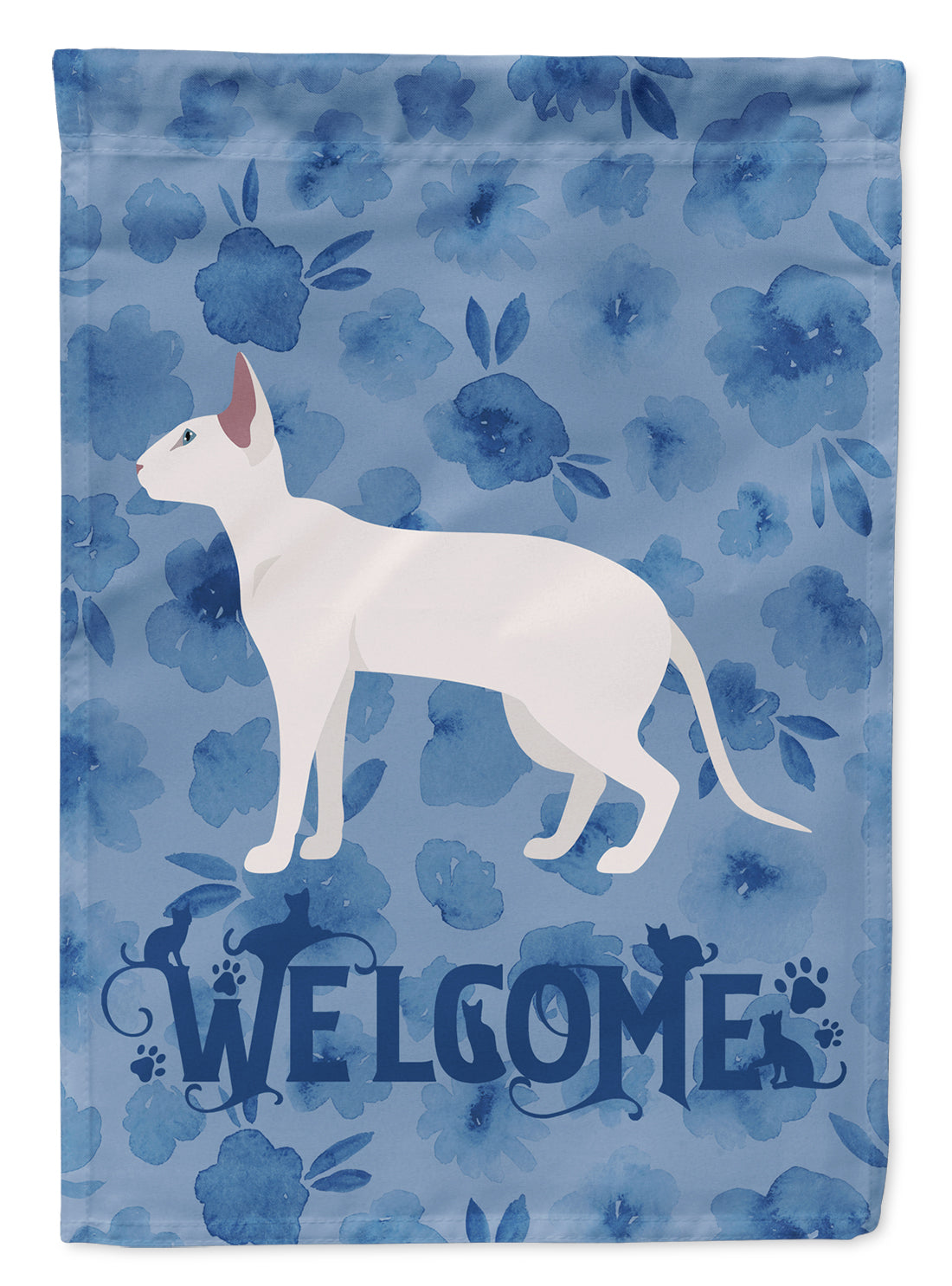 Peterbald #2 Cat Welcome House Flag 28x40 Porch Sleeve Pole Decorative Outside Yard Banner Artwork Wall Hanging, Polyester