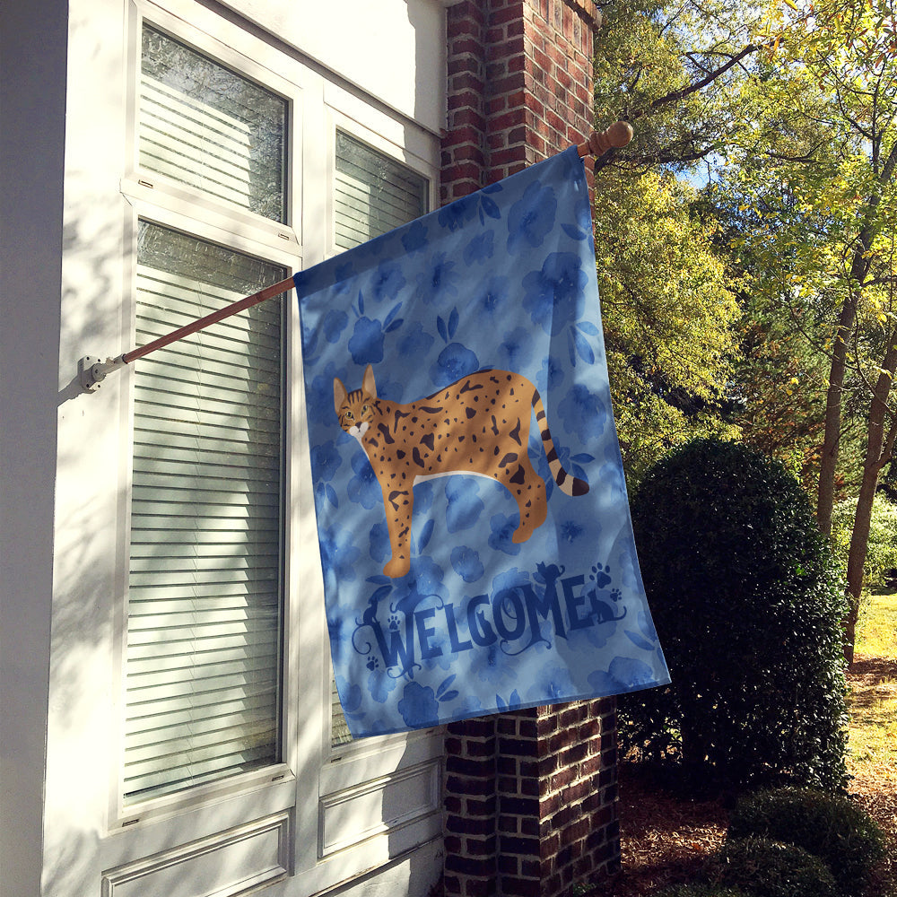 Savannah #1 Cat Welcome House Flag 28x40 Porch Sleeve Pole Decorative Outside Yard Banner Artwork Wall Hanging, Polyester