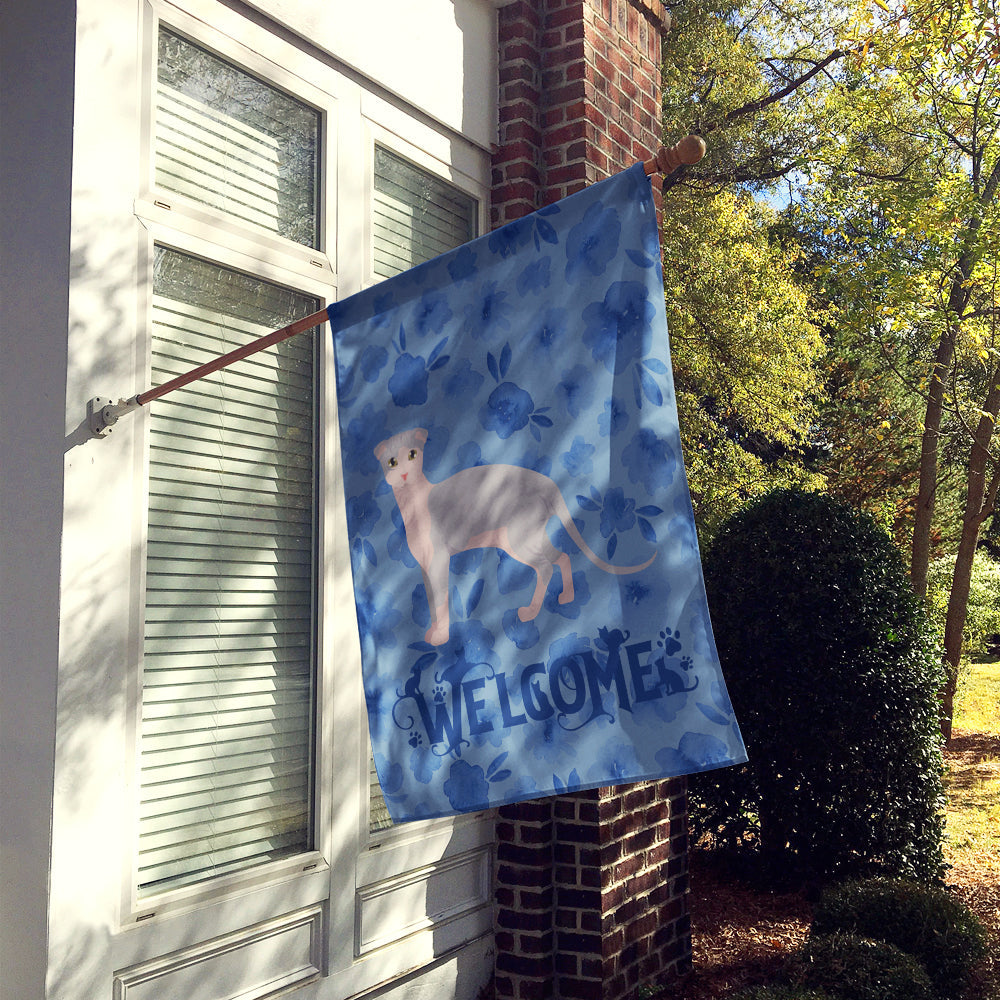 Ukrainian Levkoy Cat Welcome House Flag 28x40 Porch Sleeve Pole Decorative Outside Yard Banner Artwork Wall Hanging, Polyester