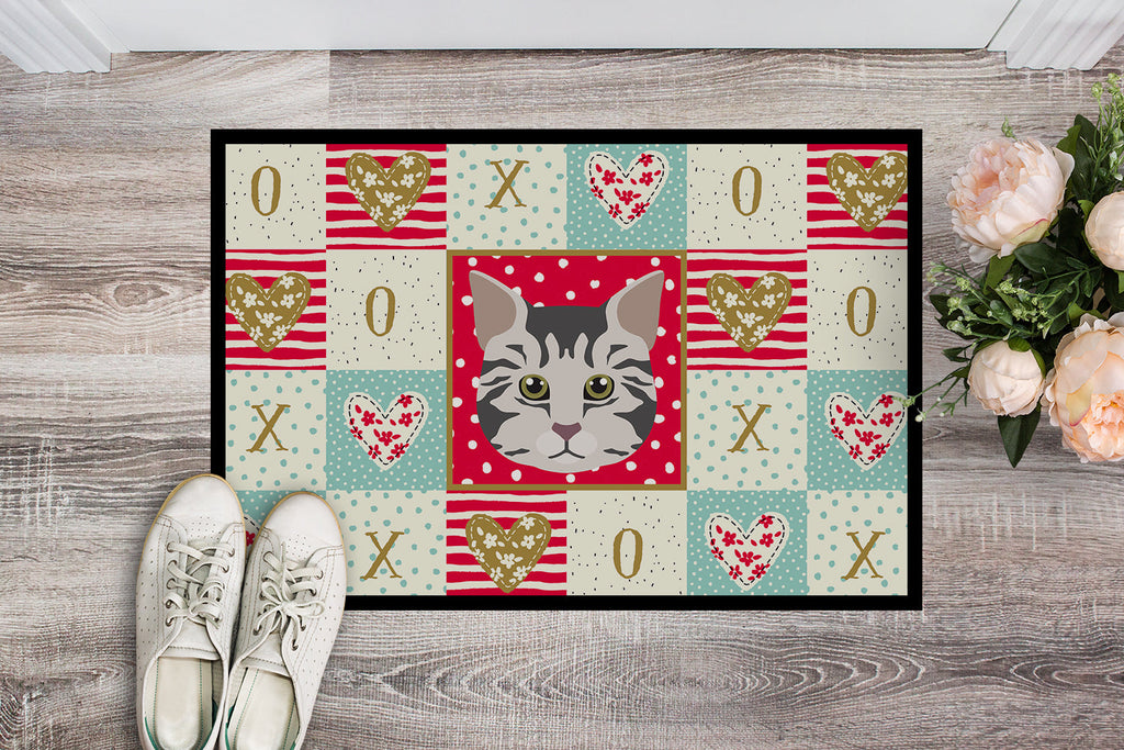 American Bobtail Cat Love Doormat Indoor Outdoor 24H X 36W Front Door Mat Rugs for Entryway, Non Slip Washable Low Pile,