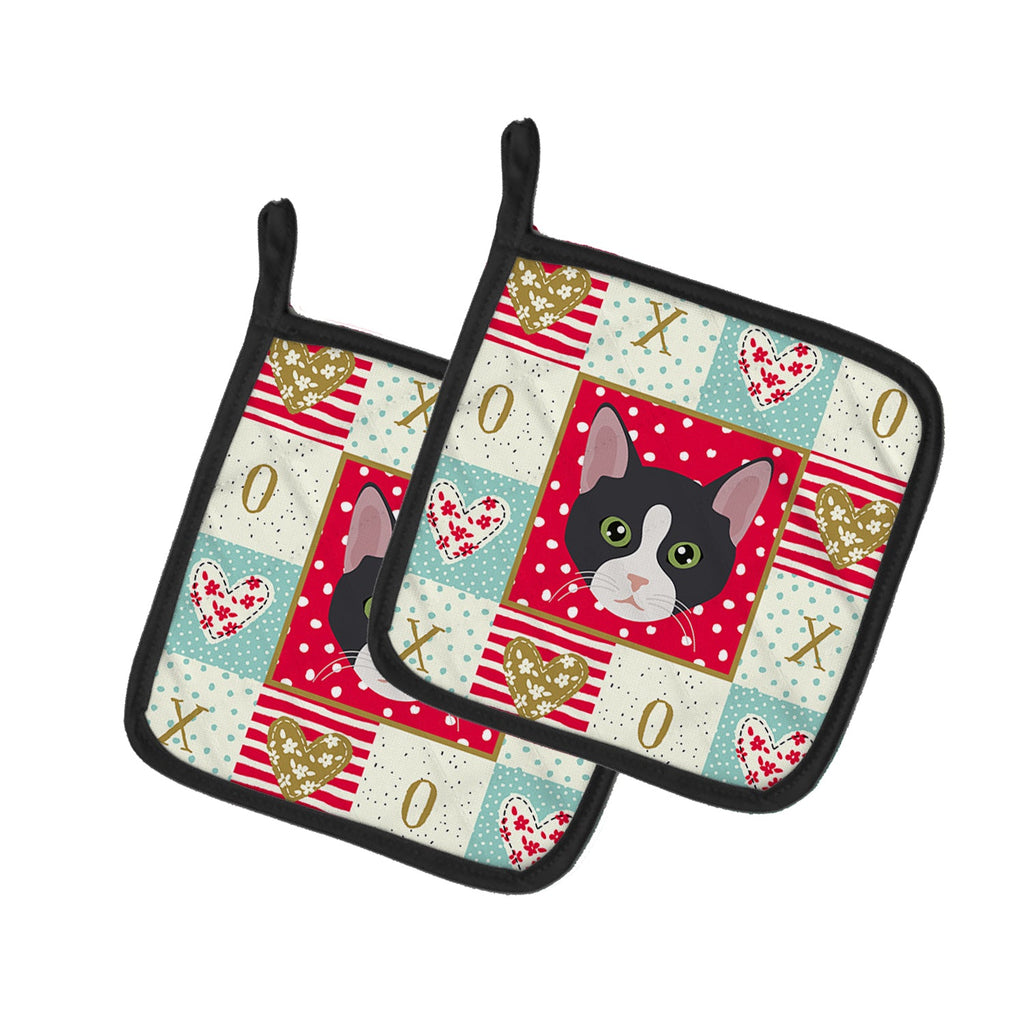 American Polydactyl Cat Love Pot Holder Set of 2 Heat Resistant Quilted Hot Pads 7.5 x 7.5 Inch, Insulated Kitchen Trivets for Cooking & Baking