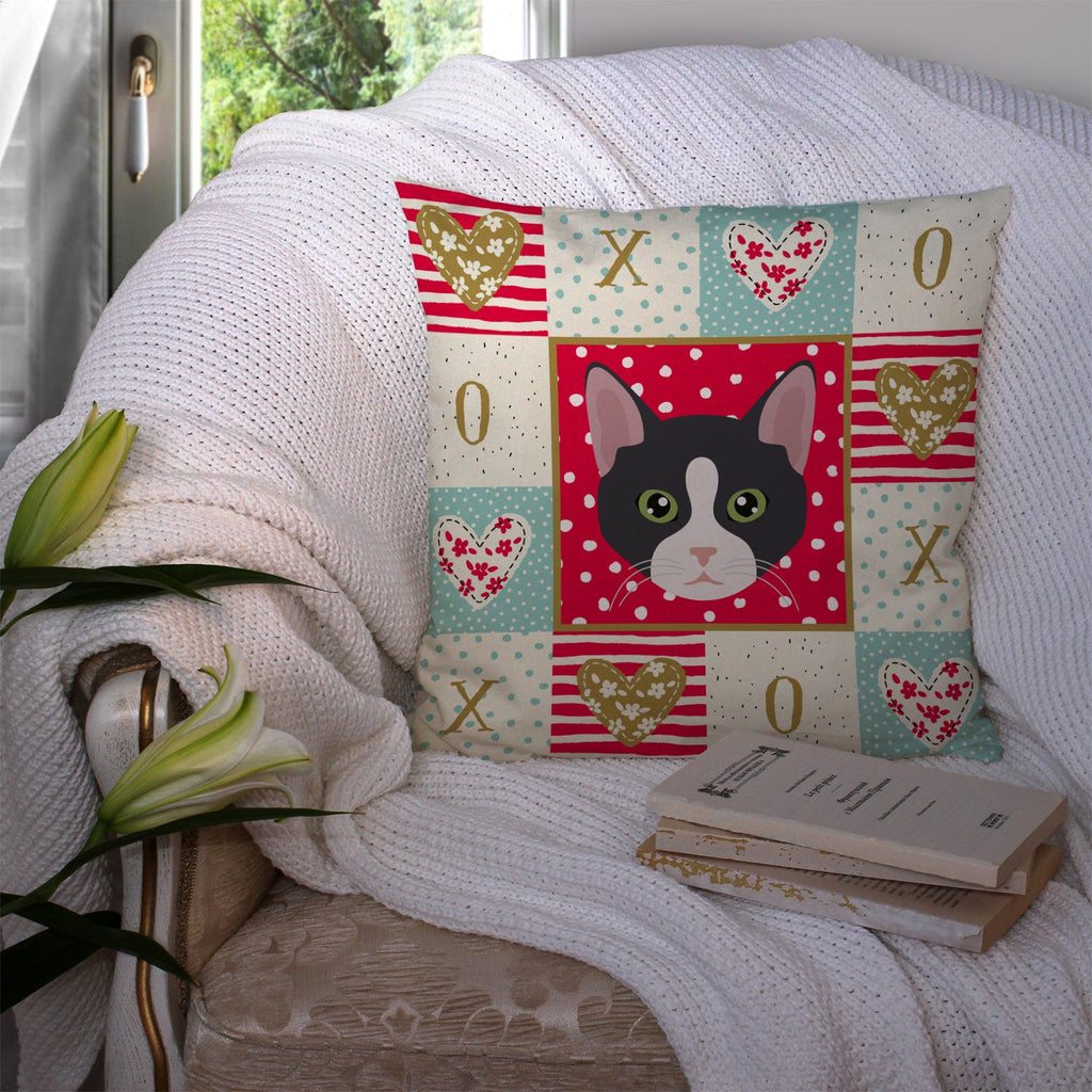 American Polydactyl Cat Love Decorative Throw Pillow 14x14 Indoor Outdoor Accent Cushion, Fabric Cover with Insert for Sofa, Bed, Porch & Living Room