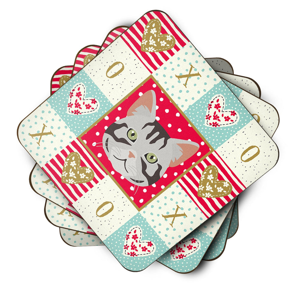 American Shorthair Cat Love Foam Coasters Set of 4 Cup Coasters for Indoor Outdoor, Tabletop Protection, Anti Slip, Mouse pad Material