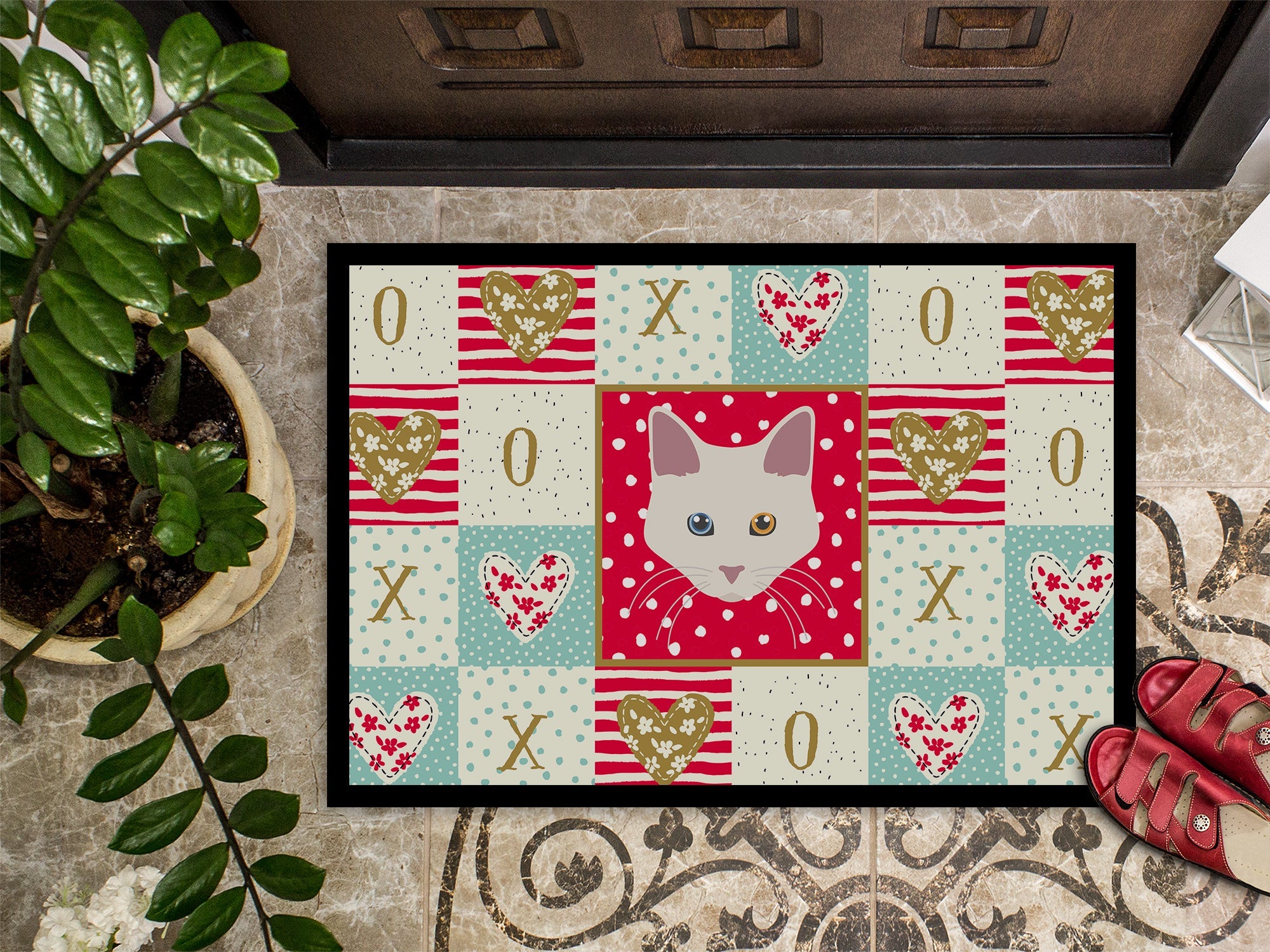 Aphrodite Giant Cat Love Doormat Indoor Outdoor 24H X 36W Front Door Mat Rugs for Entryway, Non Slip Washable Low Pile,