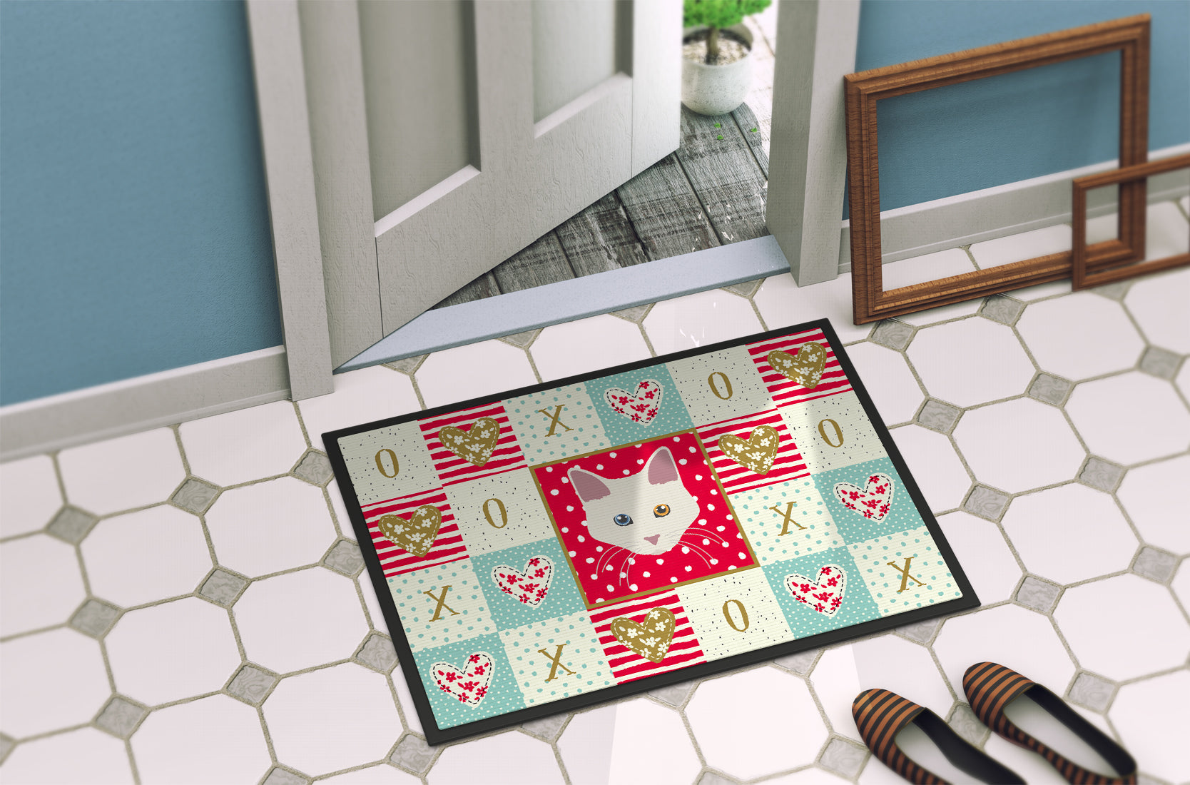 Aphrodite Giant Cat Love Doormat Indoor Outdoor 24H X 36W Front Door Mat Rugs for Entryway, Non Slip Washable Low Pile,
