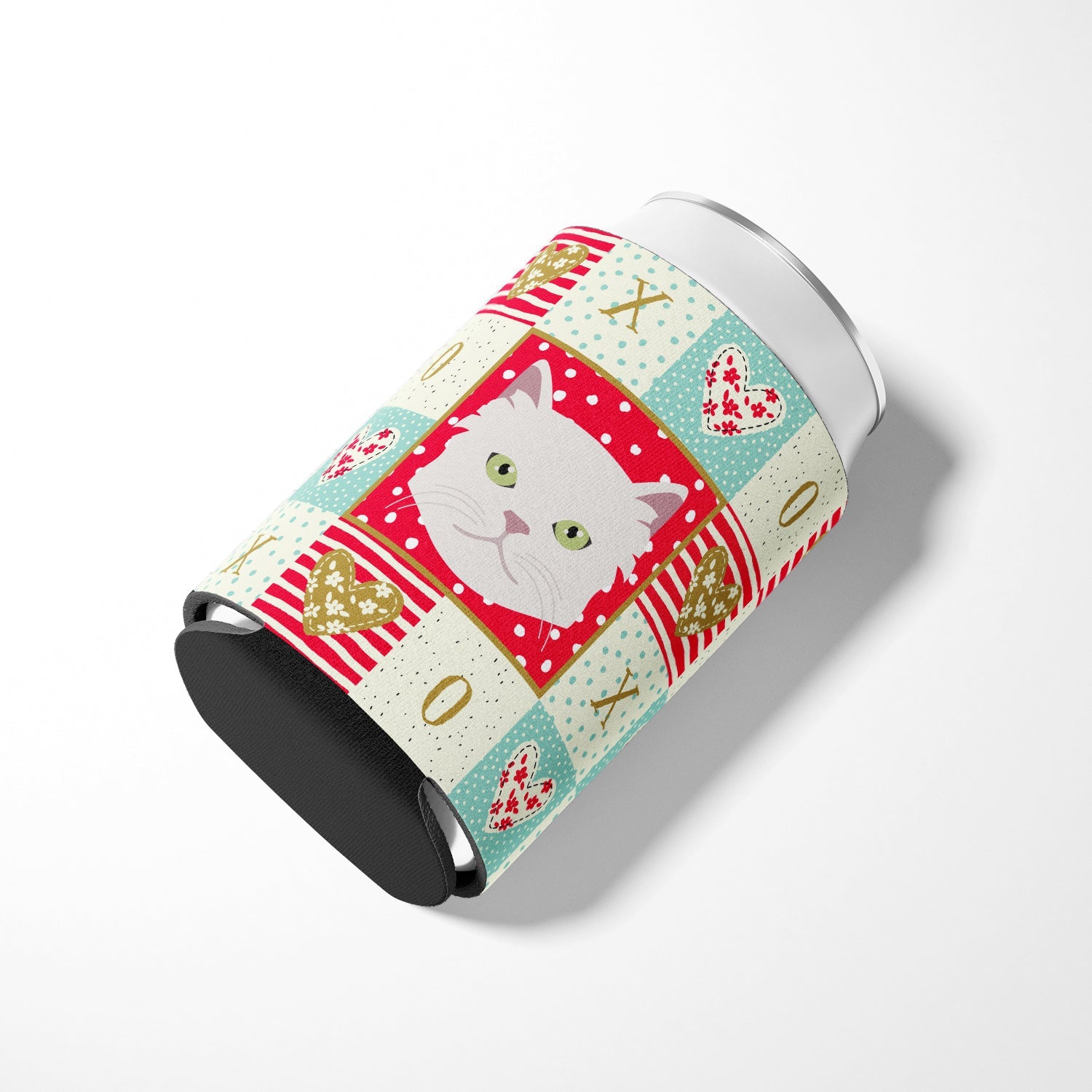 Asian Semi Longhaired Cat Love Can or Bottle Hugger Cooler Sleeve for Standard 12 oz Cans, Insulated Foam Beer & Soda Can Hugger Reusable