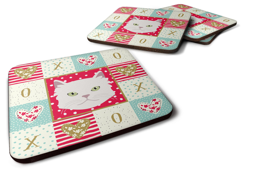 Asian Semi Longhaired Cat Love Foam Coasters Set of 4 Cup Coasters for Indoor Outdoor, Tabletop Protection, Anti Slip, Mouse pad Material