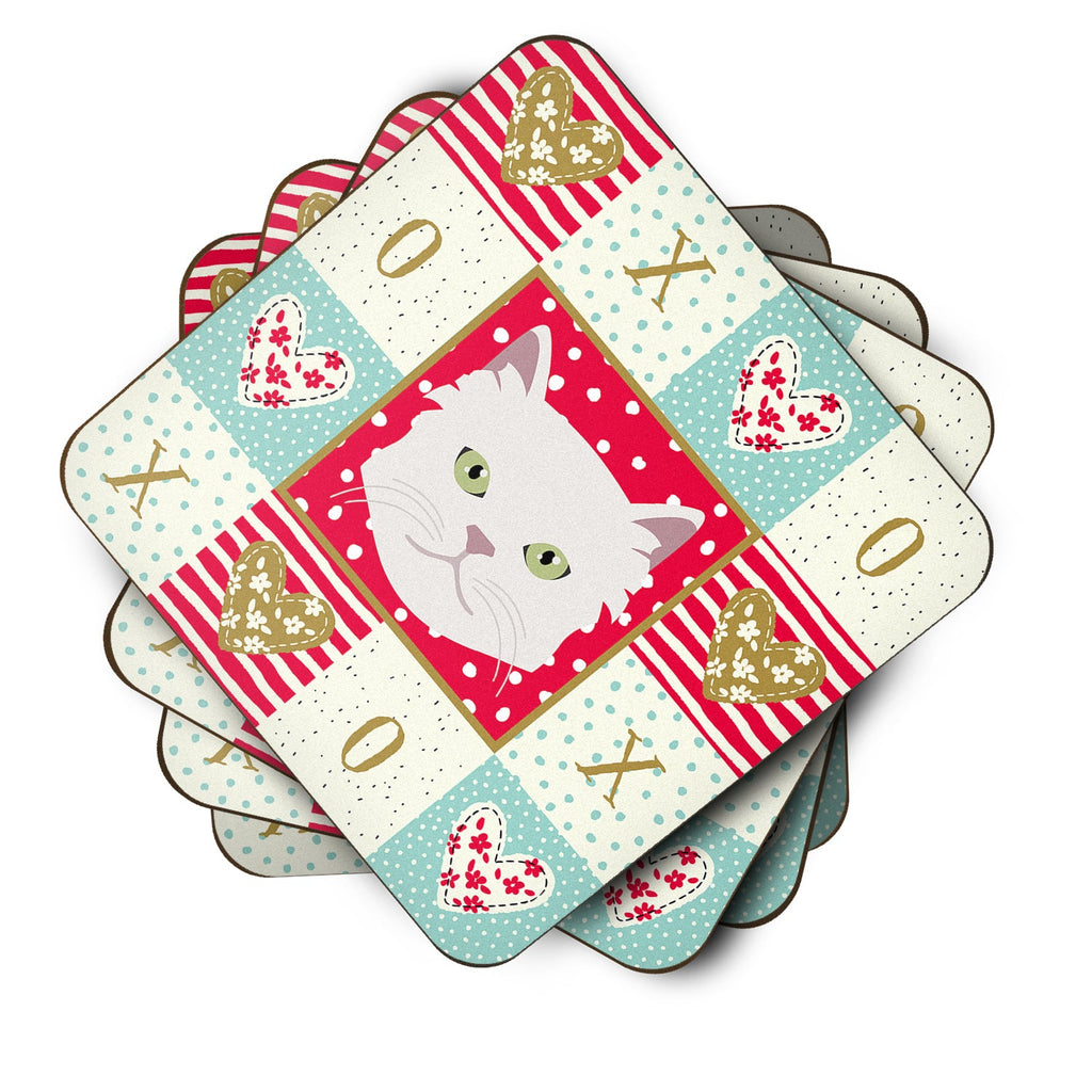 Asian Semi Longhaired Cat Love Foam Coasters Set of 4 Cup Coasters for Indoor Outdoor, Tabletop Protection, Anti Slip, Mouse pad Material