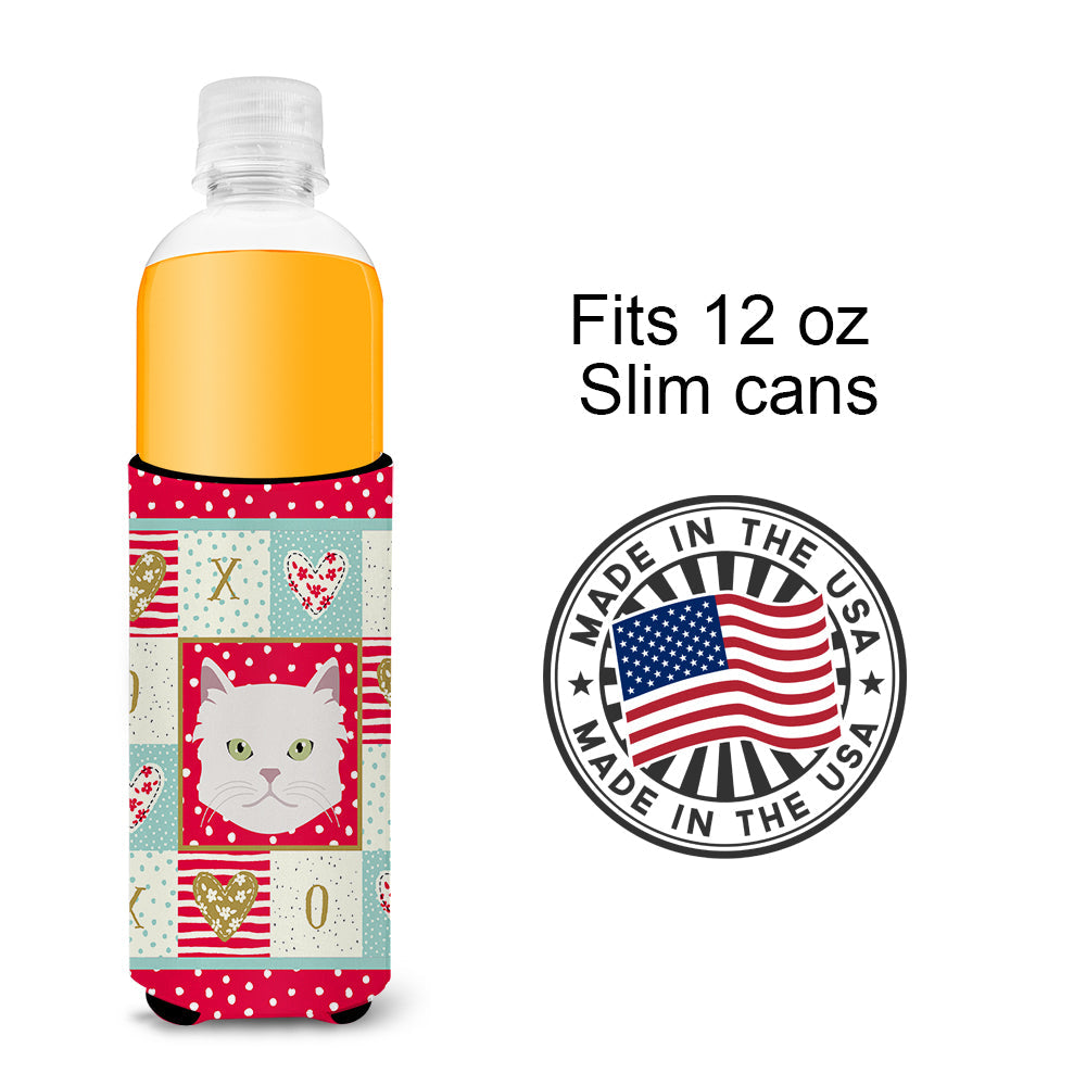 Asian Semi Longhaired Cat Love Slim Can Hugger , Insulated Foam Hugger for 12 oz Slim Cans, Beer Bottles & Water Bottles, Printed in USA
