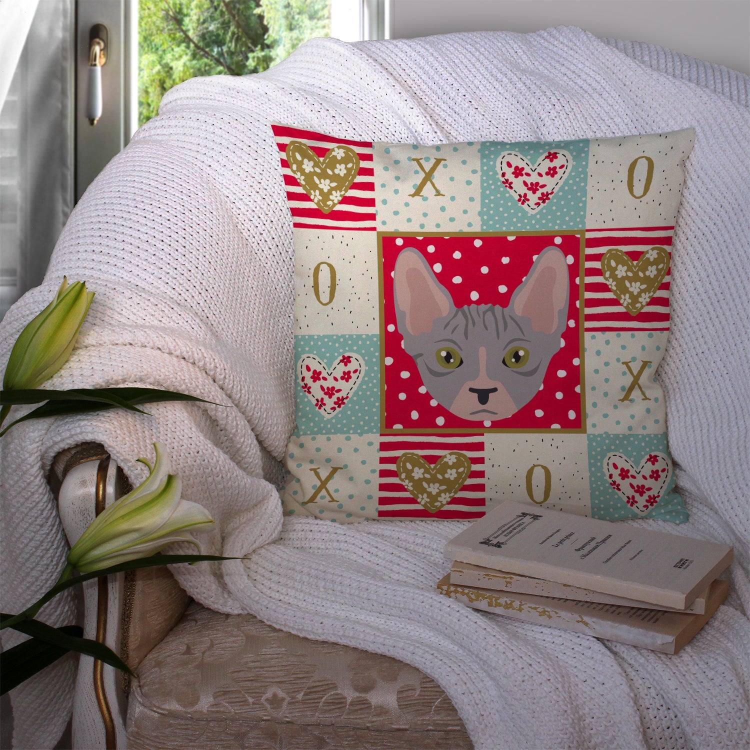 Bambino Cat Love Decorative Throw Pillow 14x14 Indoor Outdoor Accent Cushion, Fabric Cover with Insert for Sofa, Bed, Porch & Living Room