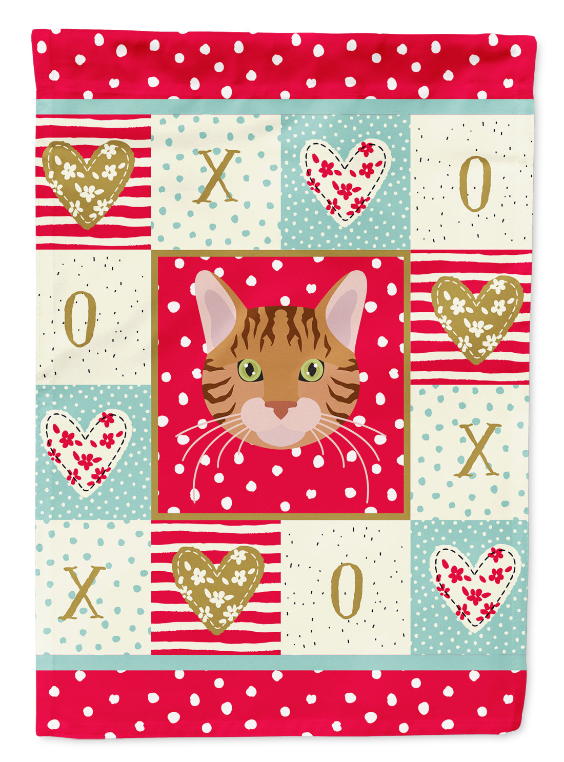 Bengal Cat Love House Flag 28x40 Porch Sleeve Pole Decorative Outside Yard Banner Artwork Wall Hanging, Polyester