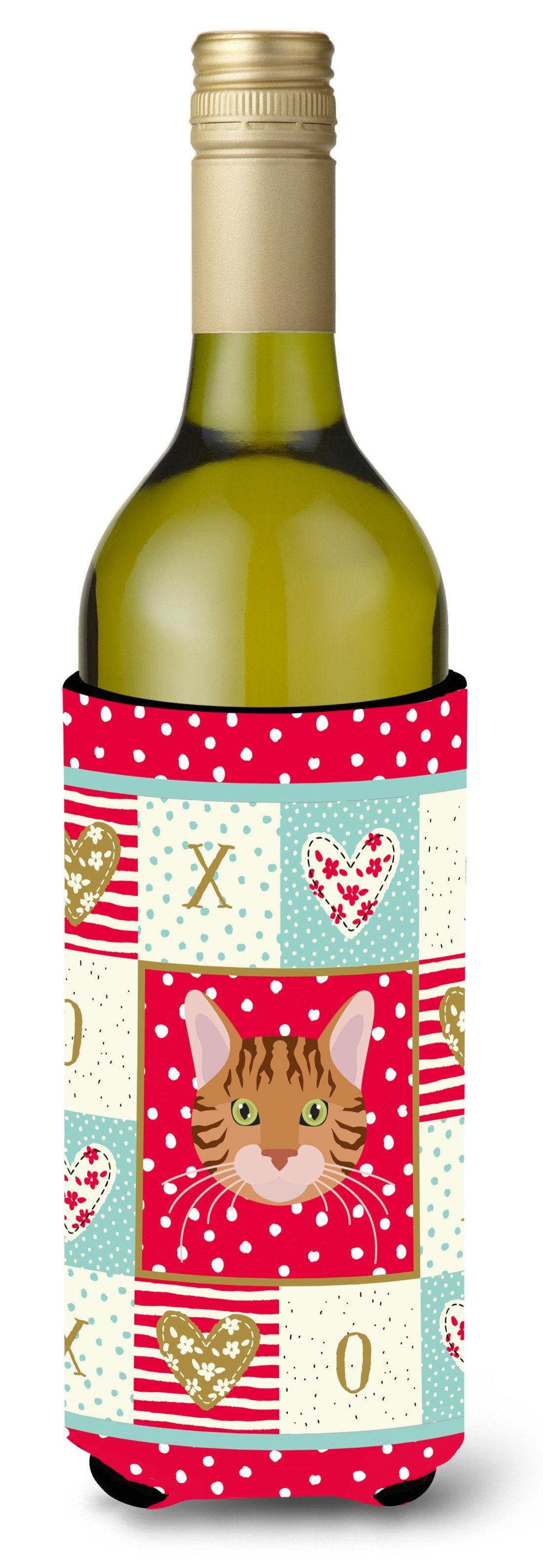 Bengal Cat Love Wine Bottle Hugger Gift Sleeve for Standard 750 ml Bottles, Insulated Reusable Also Fits Mini Shot & Pint Bottles