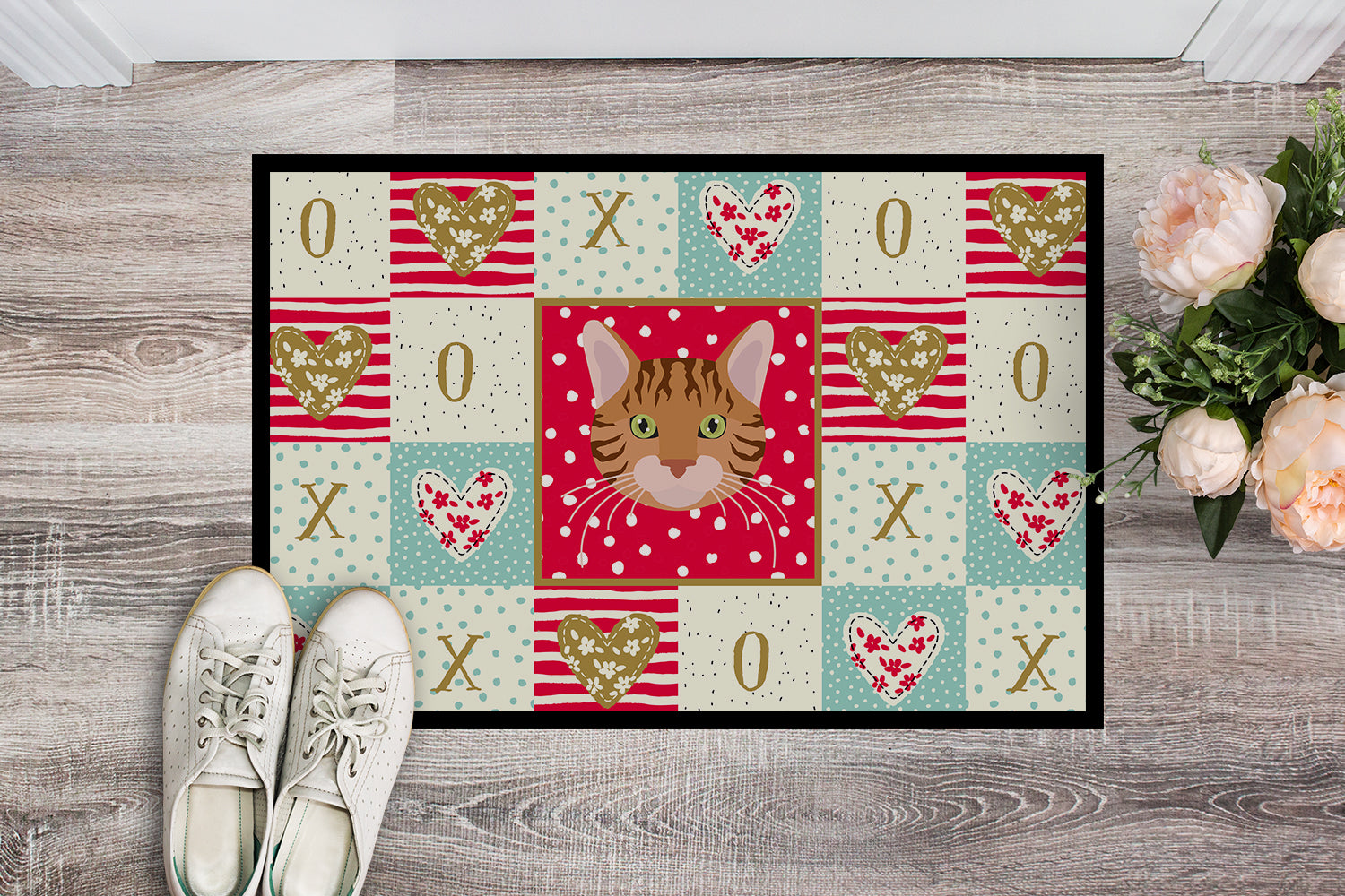 Bengal Cat Love Doormat Indoor Outdoor 18H X 27W Front Door Mat Rugs for Entryway, Non Slip Washable