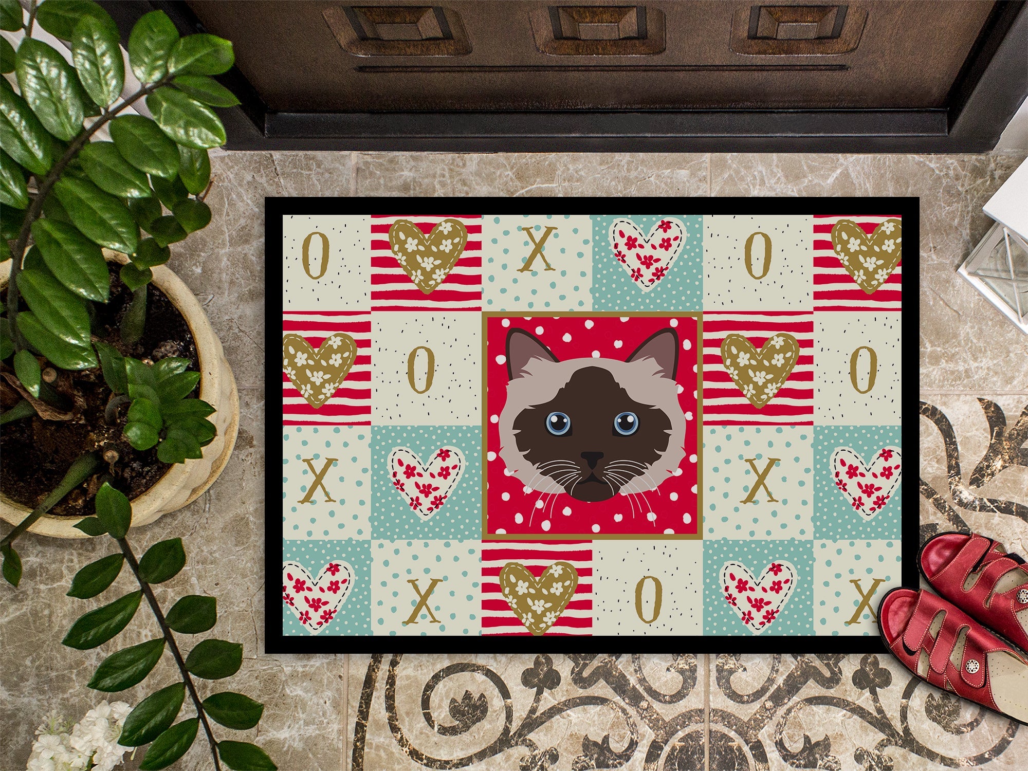 Birman Cat Love Doormat Indoor Outdoor 24H X 36W Front Door Mat Rugs for Entryway, Non Slip Washable Low Pile,