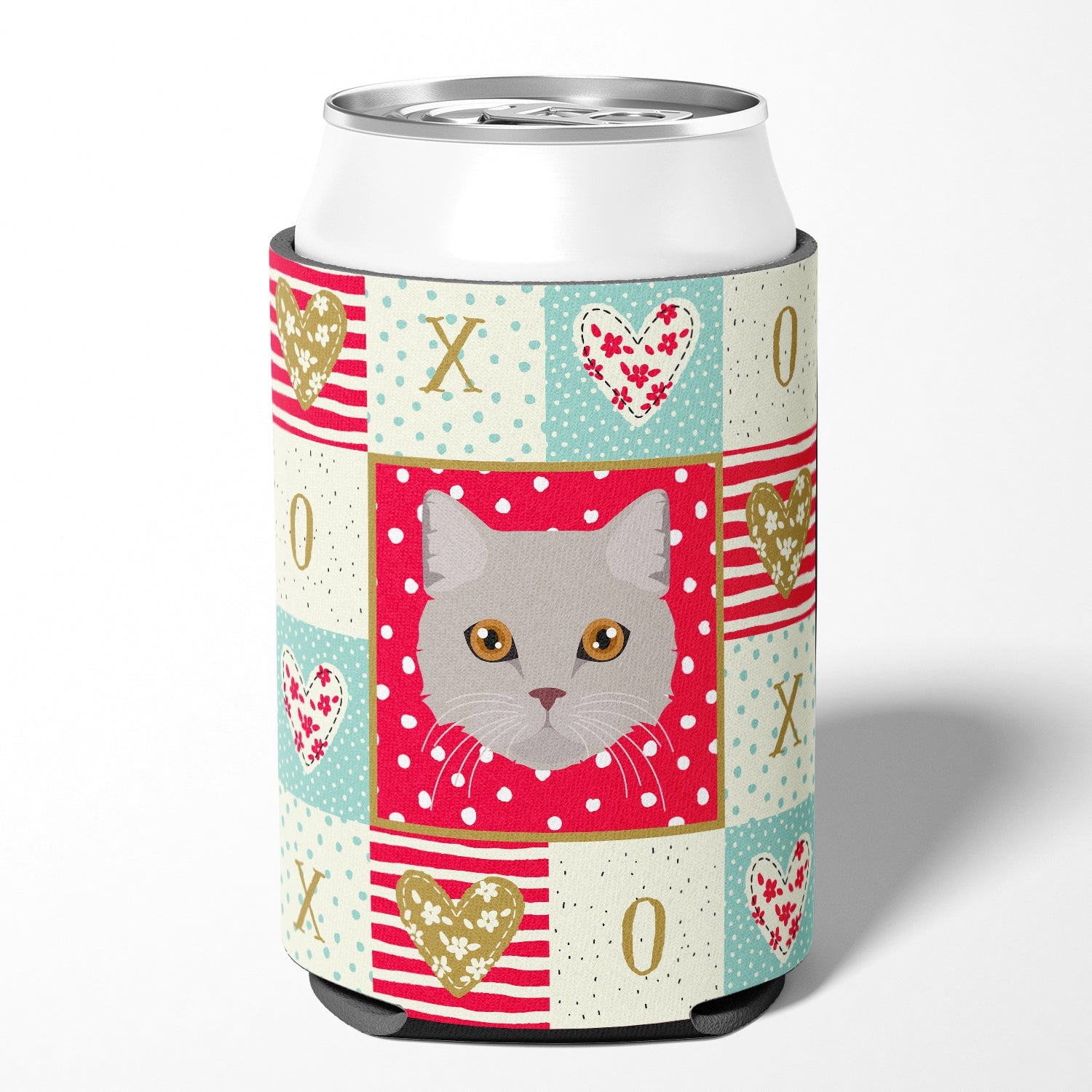 Brazilian Semi Longhair Cat Love Can or Bottle Hugger Cooler Sleeve for Standard 12 oz Cans, Insulated Foam Beer & Soda Can Hugger Reusable