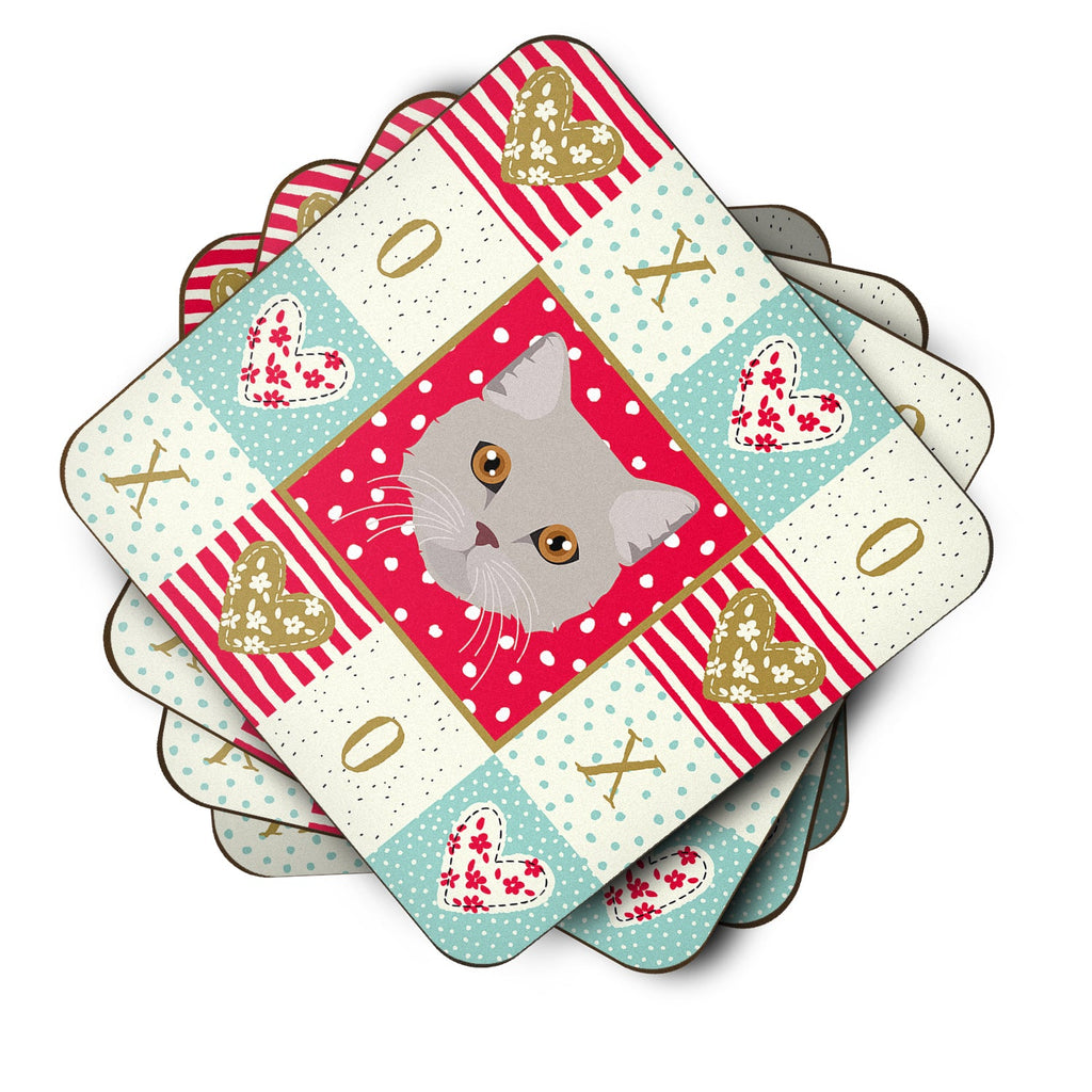 Brazilian Semi Longhair Cat Love Foam Coasters Set of 4 Cup Coasters for Indoor Outdoor, Tabletop Protection, Anti Slip, Mouse pad Material