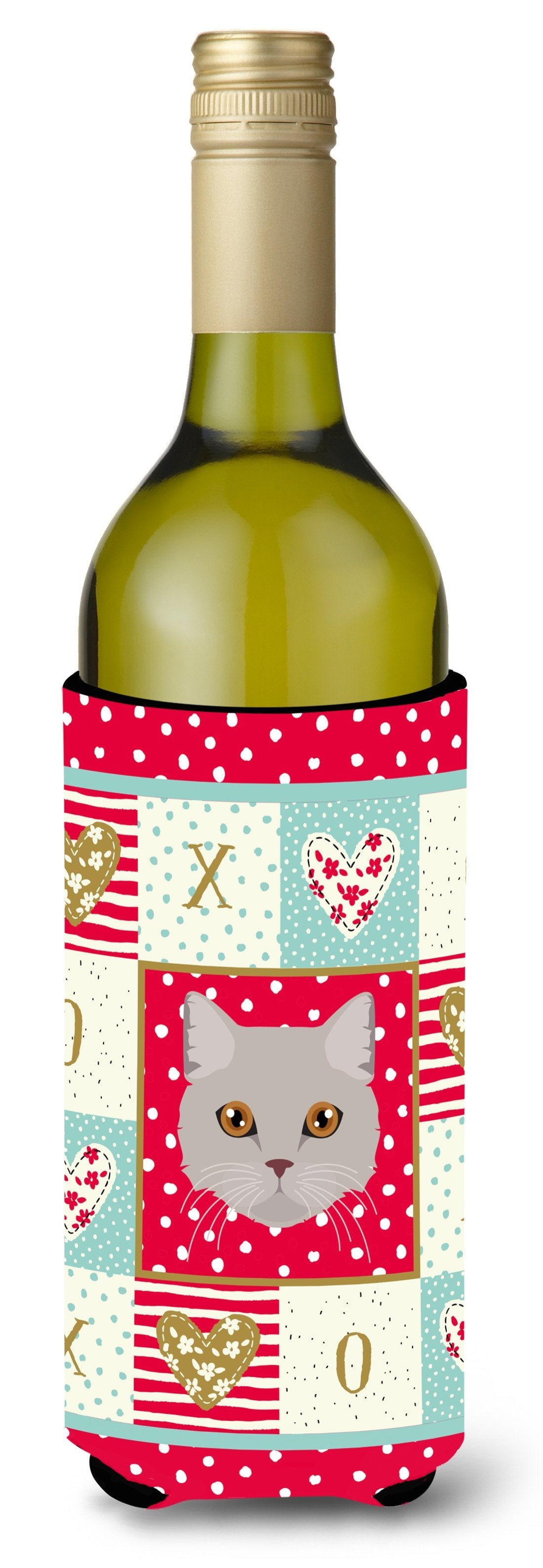 Brazilian Semi Longhair Cat Love Wine Bottle Hugger Gift Sleeve for Standard 750 ml Bottles, Insulated Reusable Also Fits Mini Shot & Pint Bottles