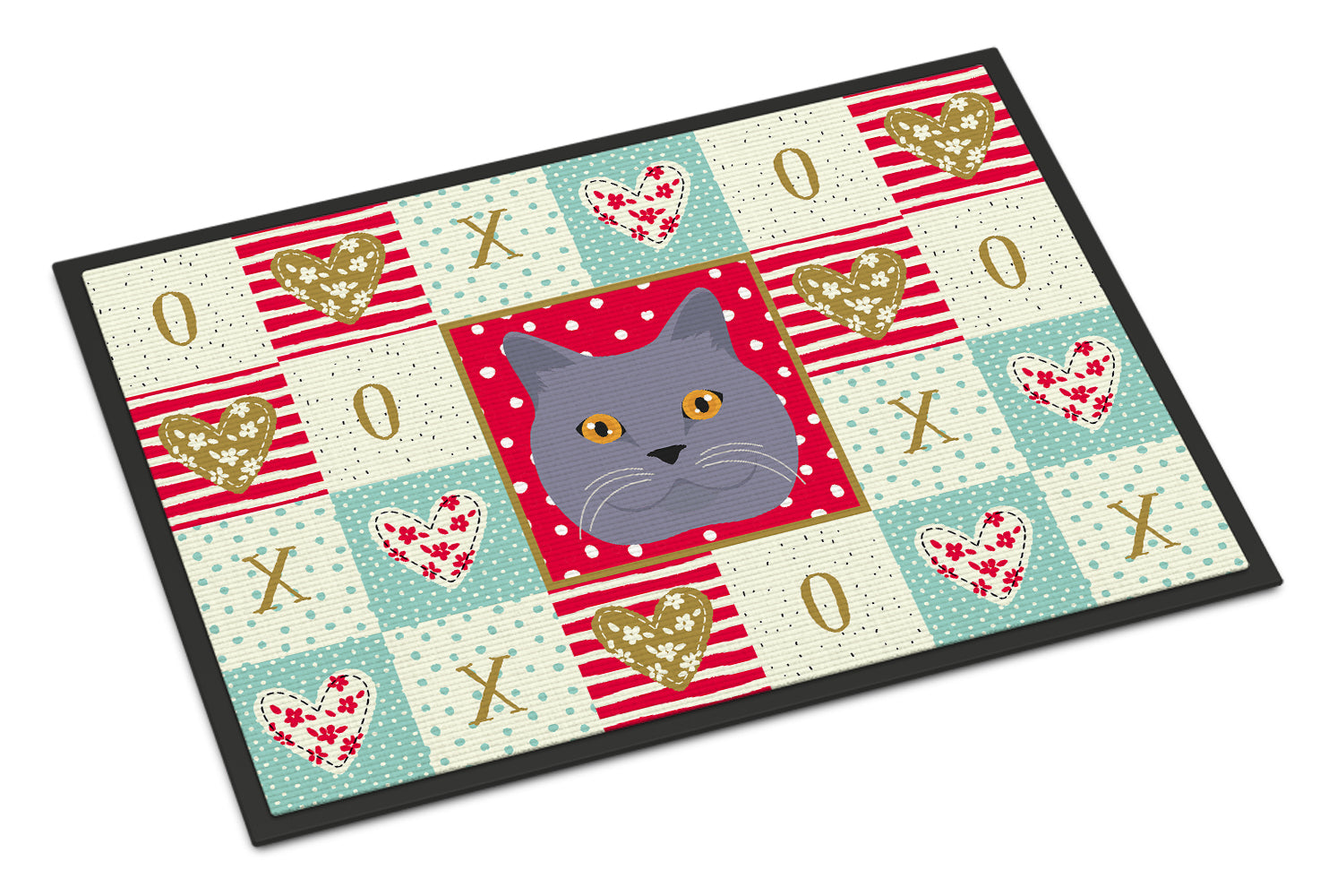 British Shorthair Cat Love Doormat Indoor Outdoor 24H X 36W Front Door Mat Rugs for Entryway, Non Slip Washable Low Pile,