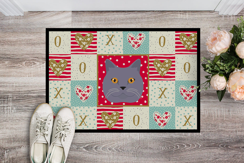 British Shorthair Cat Love Doormat Indoor Outdoor 24H X 36W Front Door Mat Rugs for Entryway, Non Slip Washable Low Pile,