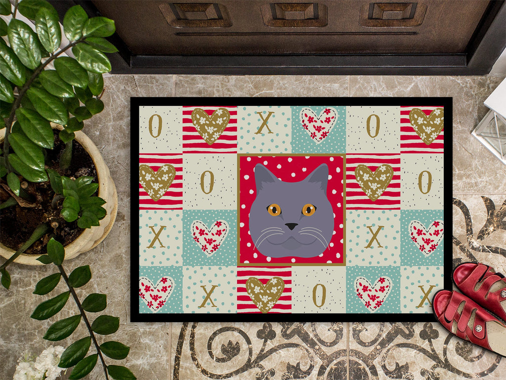 British Shorthair Cat Love Doormat Indoor Outdoor 24H X 36W Front Door Mat Rugs for Entryway, Non Slip Washable Low Pile,