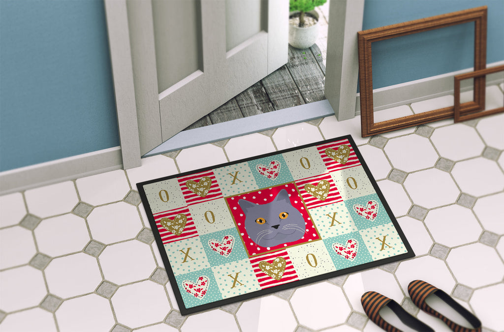 British Shorthair Cat Love Doormat Indoor Outdoor 18H X 27W Front Door Mat Rugs for Entryway, Non Slip Washable