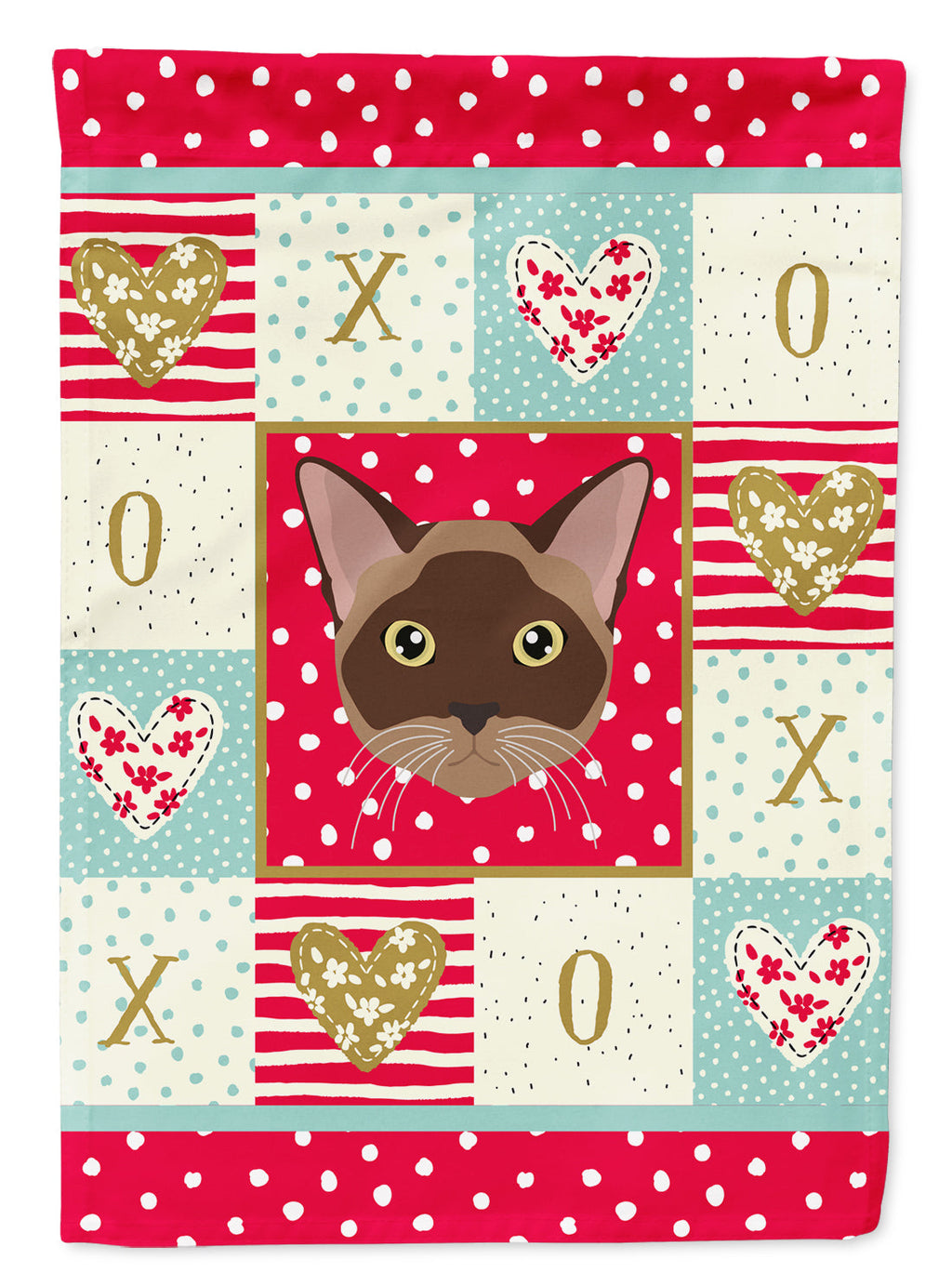 Burmese Cat Love House Flag 28x40 Porch Sleeve Pole Decorative Outside Yard Banner Artwork Wall Hanging, Polyester