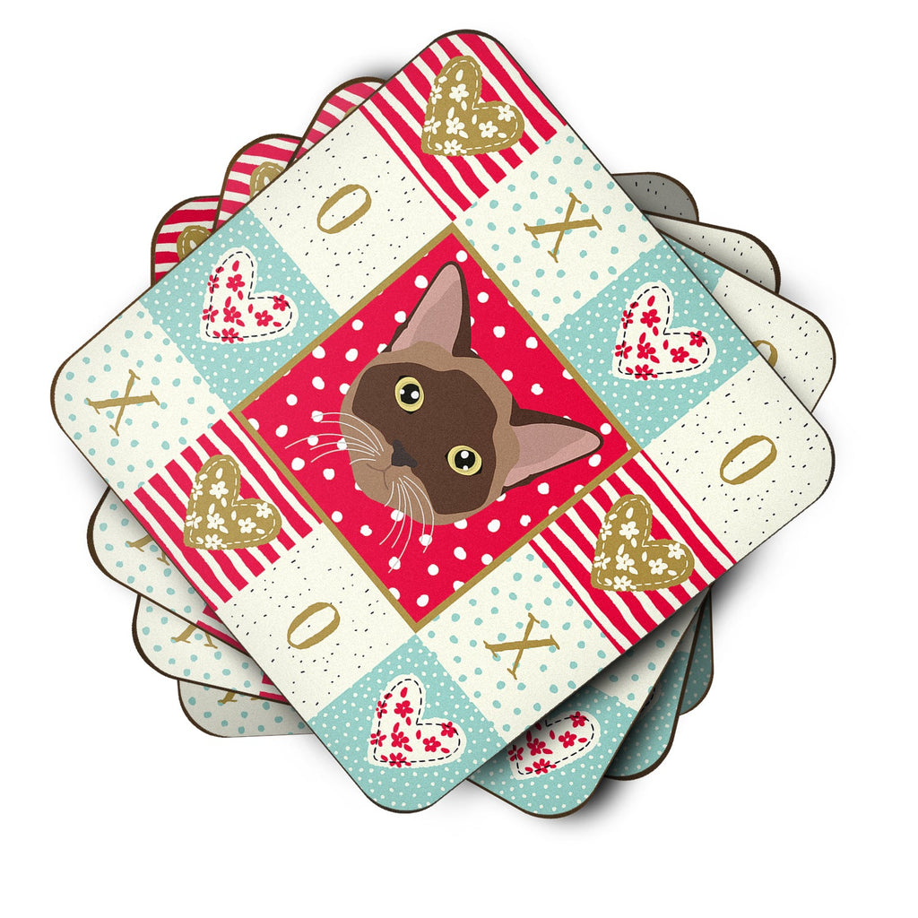 Burmese Cat Love Foam Coasters Set of 4 Cup Coasters for Indoor Outdoor, Tabletop Protection, Anti Slip, Mouse pad Material