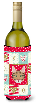 California Spangled Cat Love Wine Bottle Hugger Gift Sleeve for Standard 750 ml Bottles, Insulated Reusable Also Fits Mini Shot & Pint Bottles