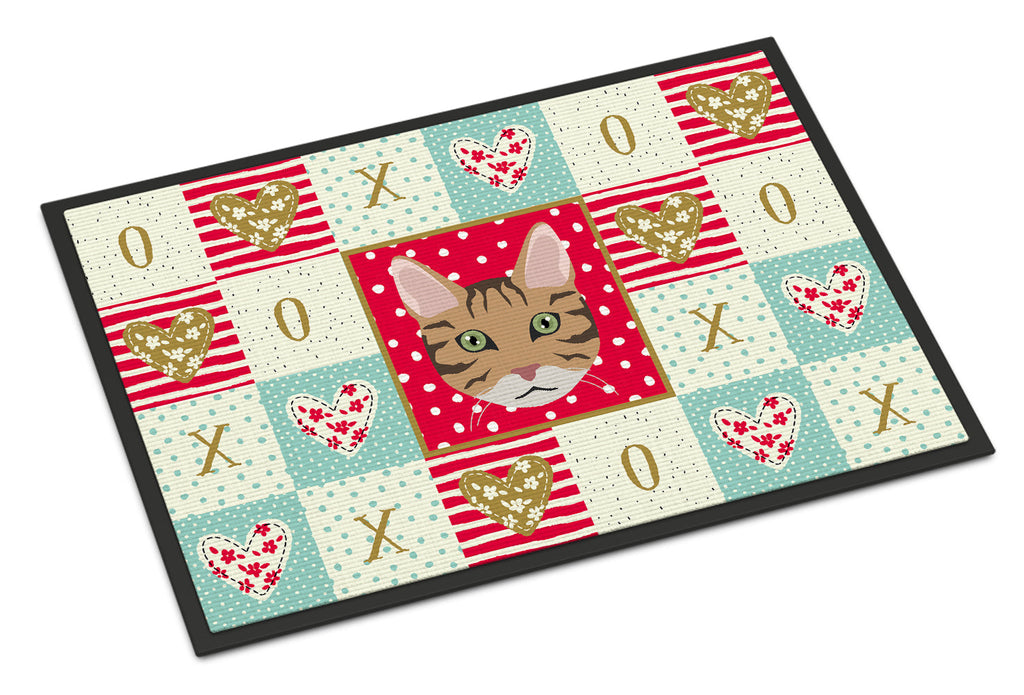 California Spangled Cat Love Doormat Indoor Outdoor 18H X 27W Front Door Mat Rugs for Entryway, Non Slip Washable