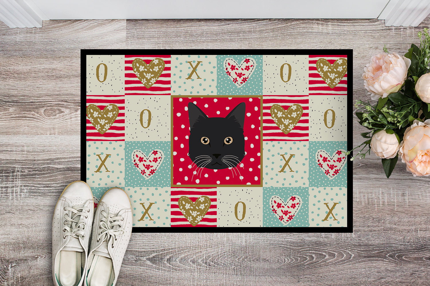 Chantilly Tiffany Cat Love Doormat Indoor Outdoor 24H X 36W Front Door Mat Rugs for Entryway, Non Slip Washable Low Pile,