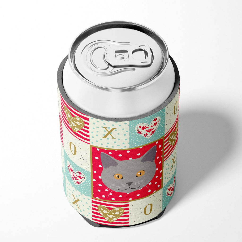 Chartreux Cat Love Can or Bottle Hugger Cooler Sleeve for Standard 12 oz Cans, Insulated Foam Beer & Soda Can Hugger Reusable
