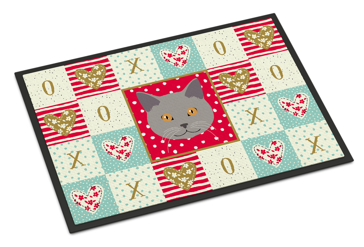 Chartreux Cat Love Doormat Indoor Outdoor 24H X 36W Front Door Mat Rugs for Entryway, Non Slip Washable Low Pile,