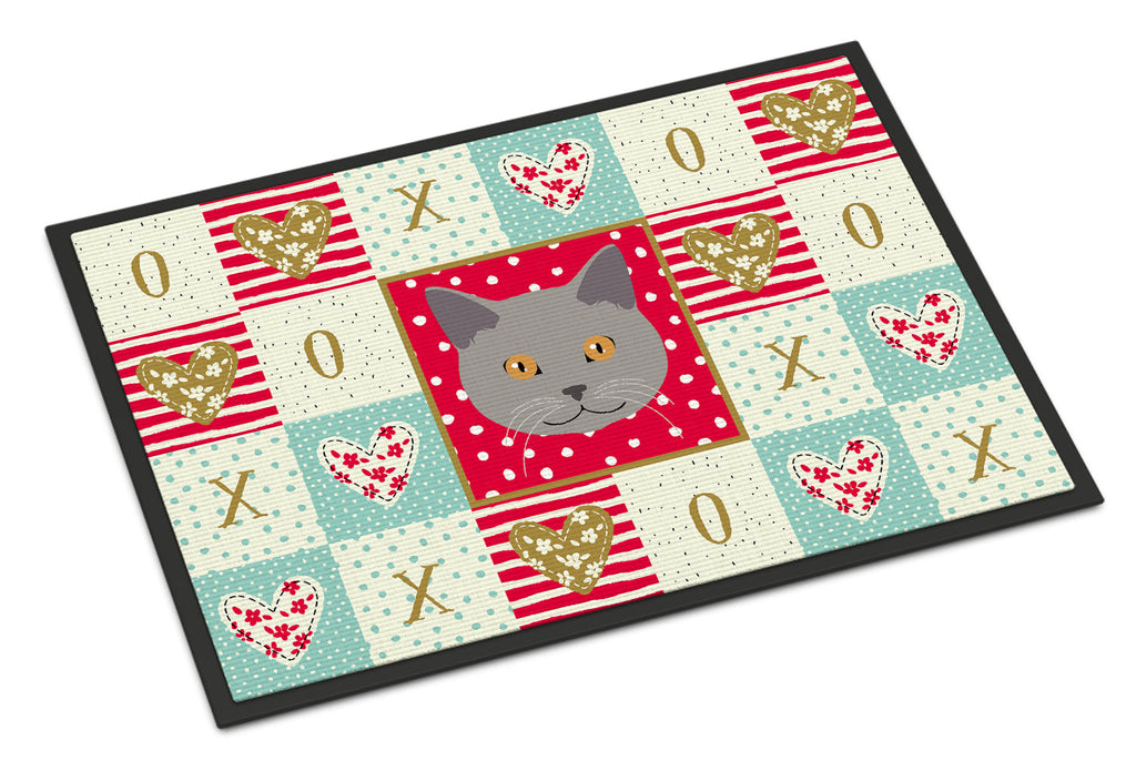 Chartreux Cat Love Doormat Indoor Outdoor 18H X 27W Front Door Mat Rugs for Entryway, Non Slip Washable