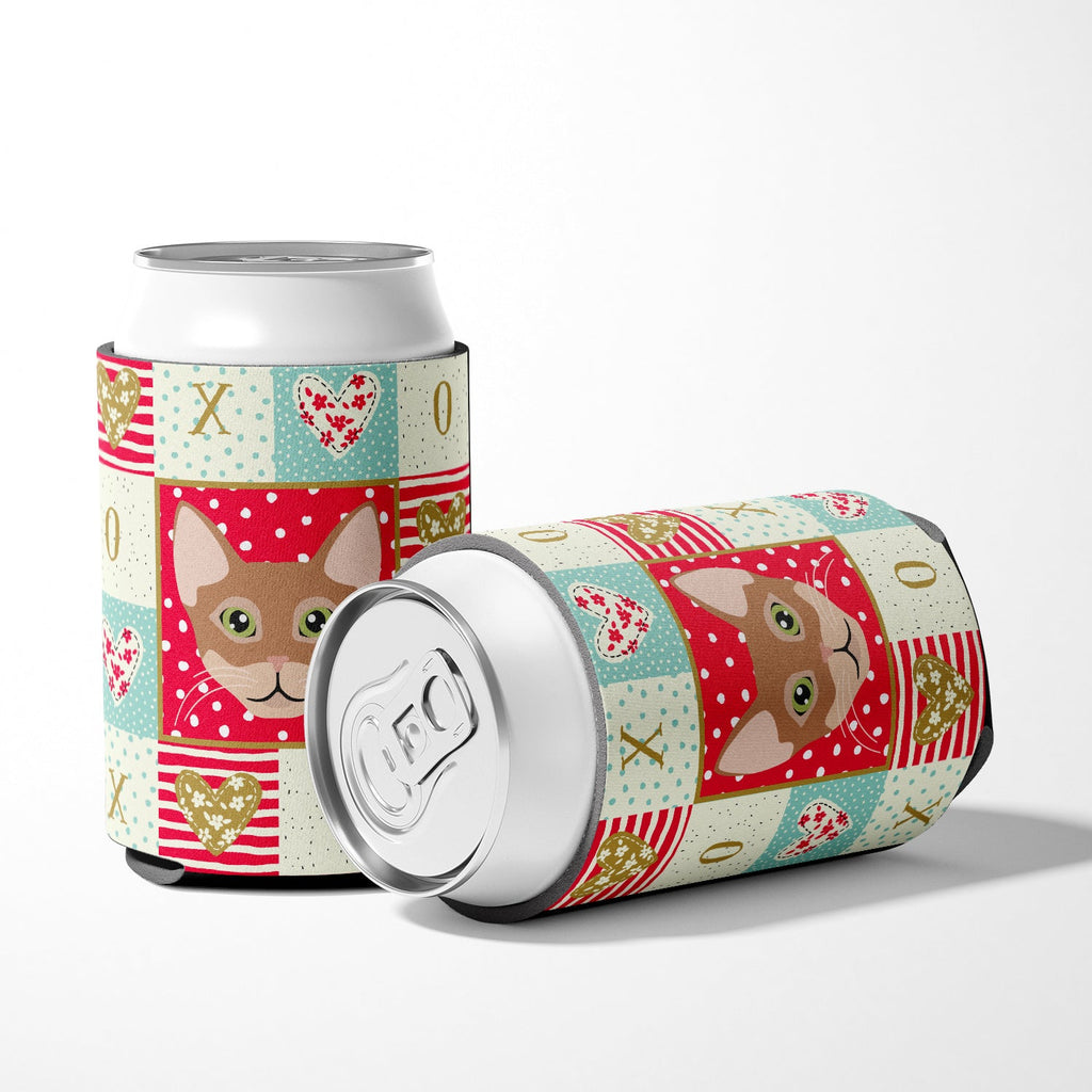 Chausie Cat Love Can or Bottle Hugger Cooler Sleeve for Standard 12 oz Cans, Insulated Foam Beer & Soda Can Hugger Reusable