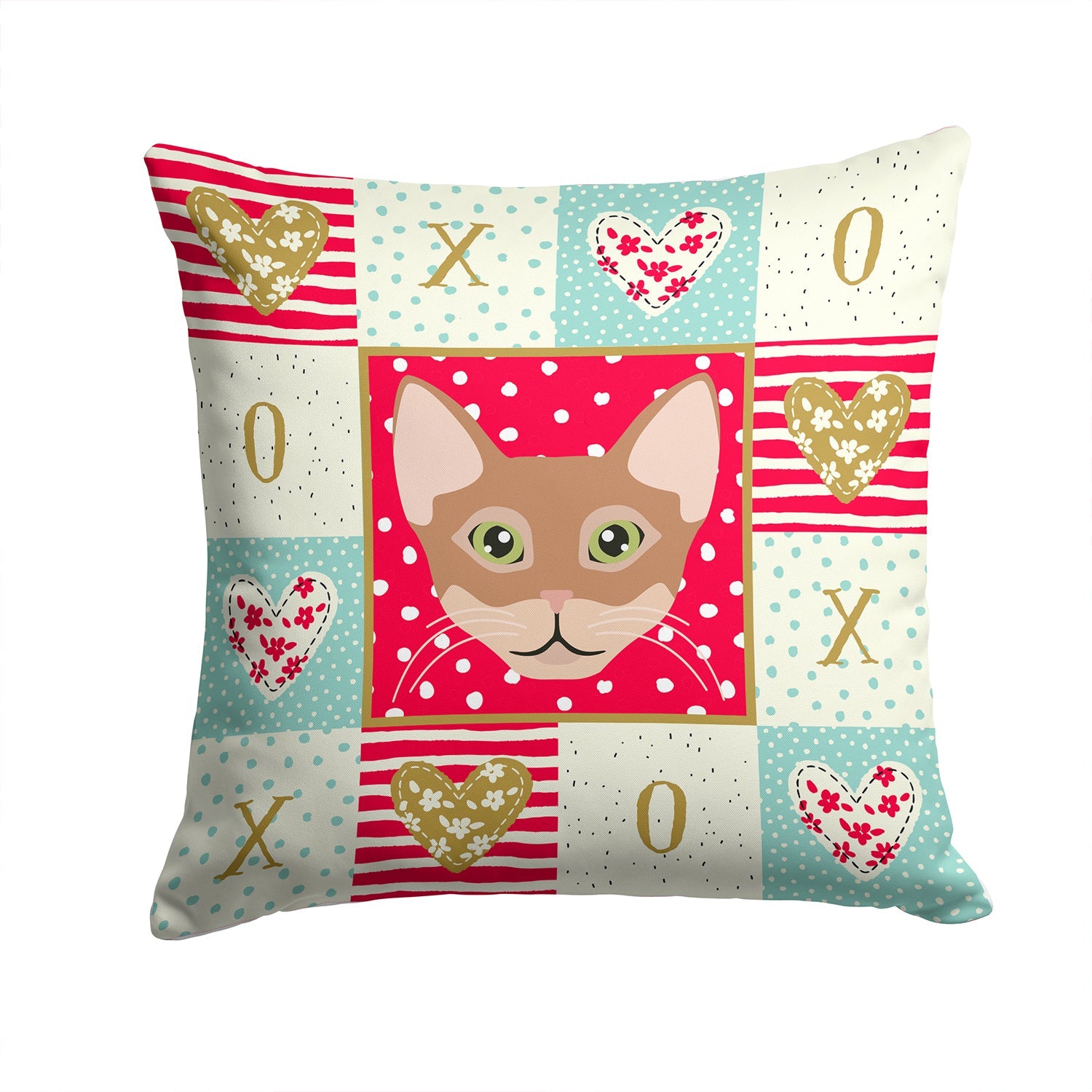 Chausie Cat Love Decorative Throw Pillow 14x14 Indoor Outdoor Accent Cushion, Fabric Cover with Insert for Sofa, Bed, Porch & Living Room