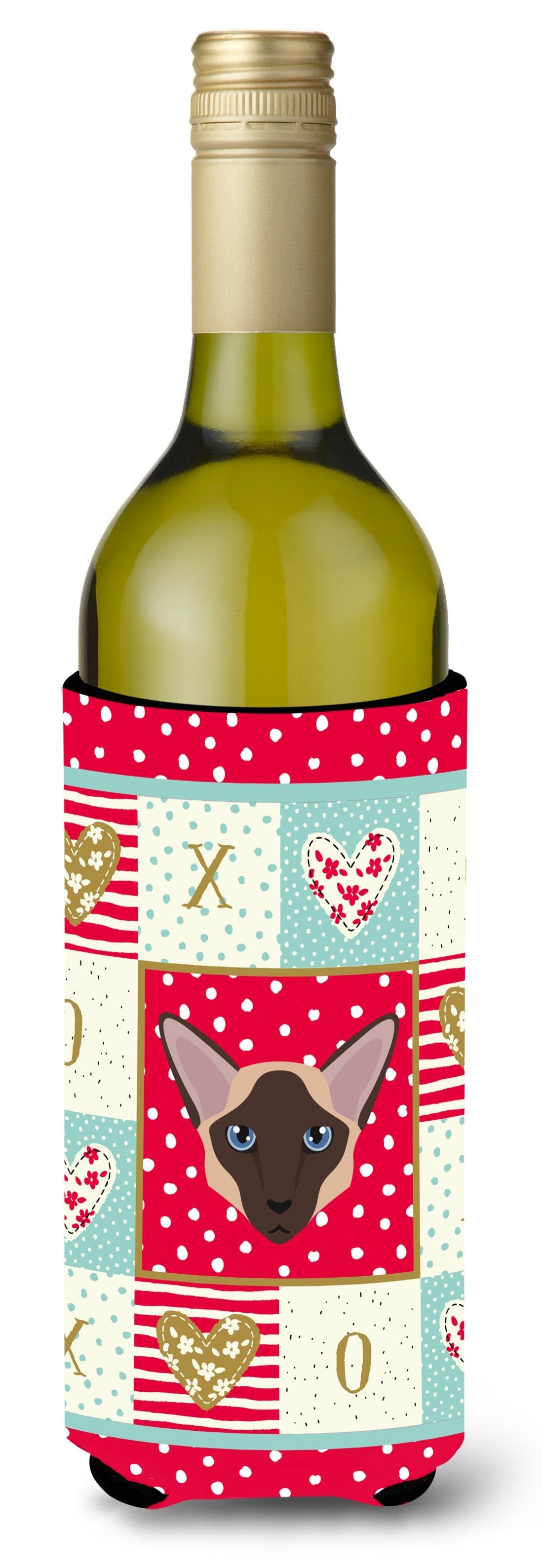 Colorpoint Longhair Cat Love Wine Bottle Hugger Gift Sleeve for Standard 750 ml Bottles, Insulated Reusable Also Fits Mini Shot & Pint Bottles