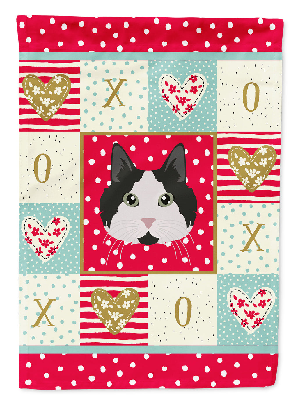 Cymric Cat Love House Flag 28x40 Porch Sleeve Pole Decorative Outside Yard Banner Artwork Wall Hanging, Polyester