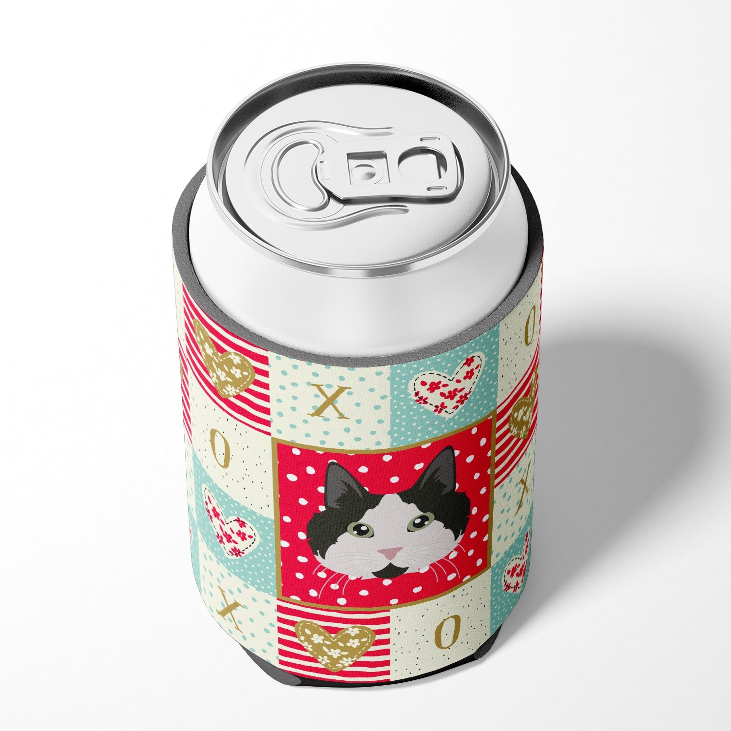 Cymric #2 Cat Love Can or Bottle Hugger Cooler Sleeve for Standard 12 oz Cans, Insulated Foam Beer & Soda Can Hugger Reusable