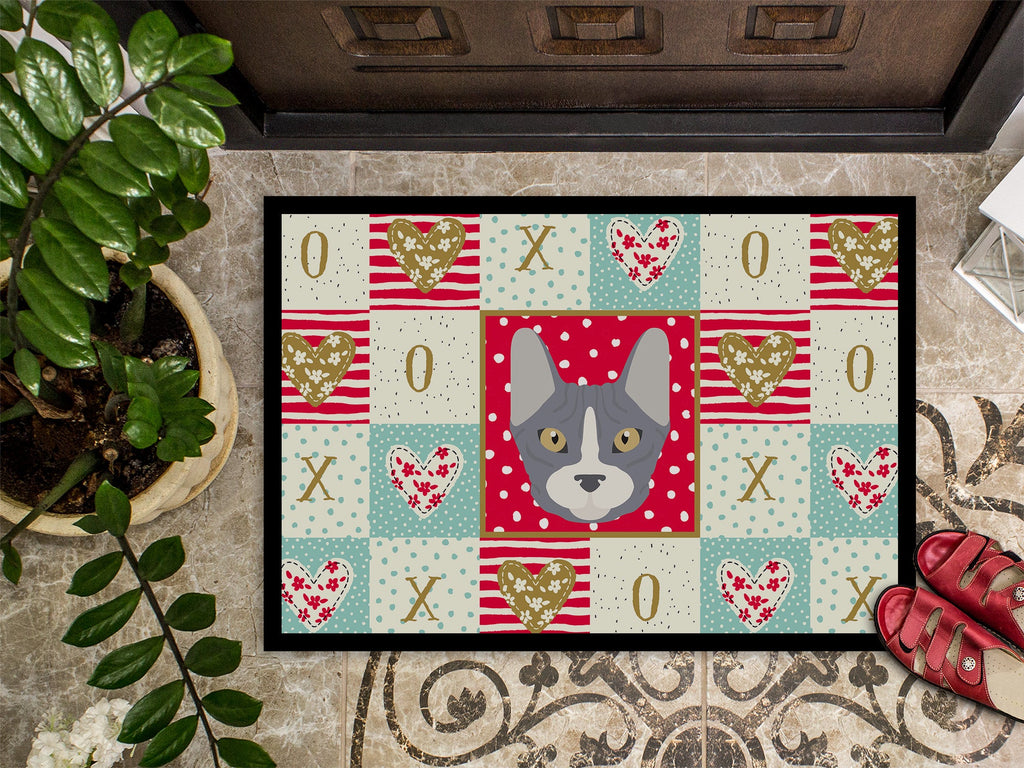 Don Sphynx Cat Love Doormat Indoor Outdoor 18H X 27W Front Door Mat Rugs for Entryway, Non Slip Washable