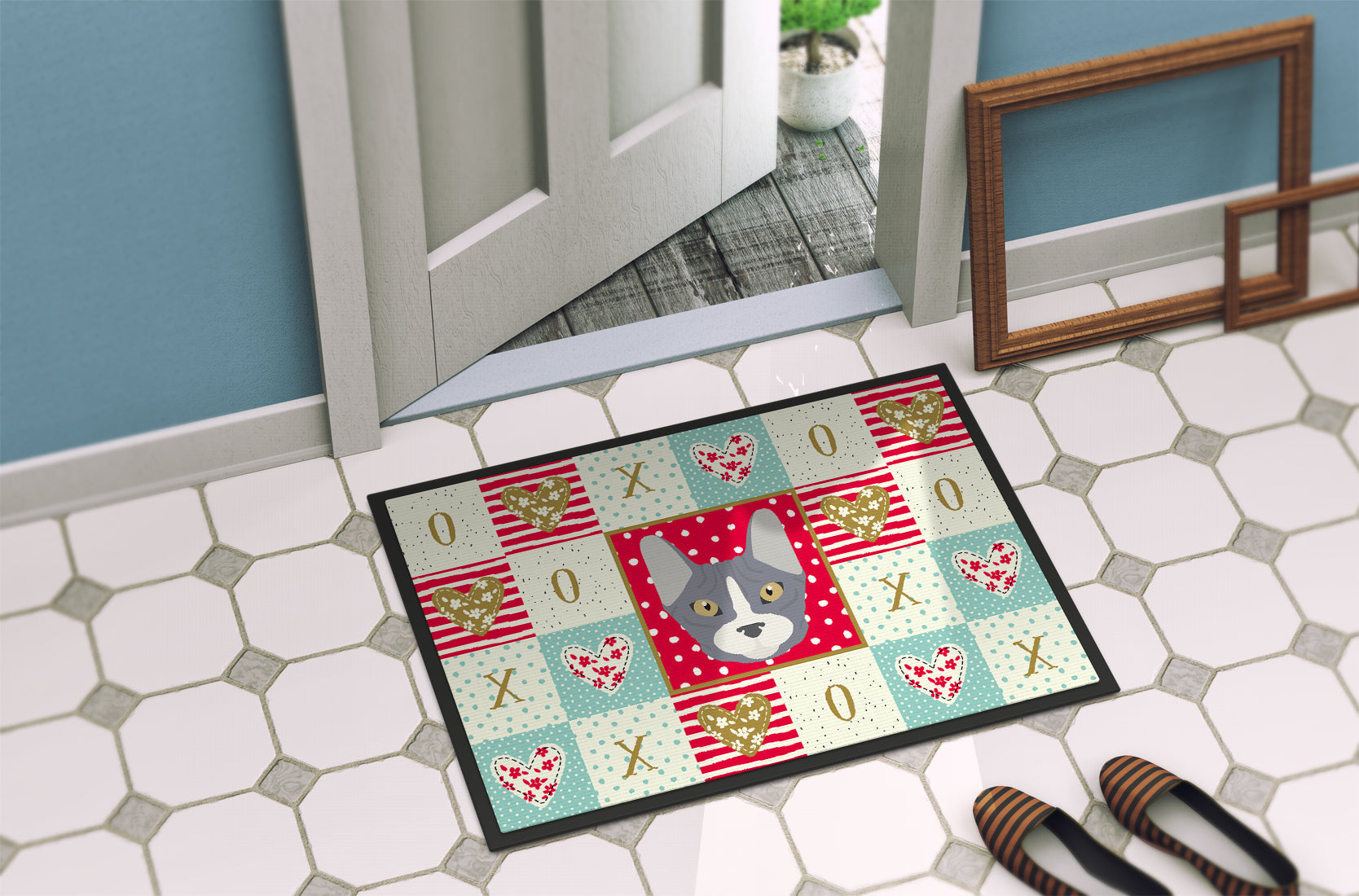 Don Sphynx Cat Love Doormat Indoor Outdoor 18H X 27W Front Door Mat Rugs for Entryway, Non Slip Washable