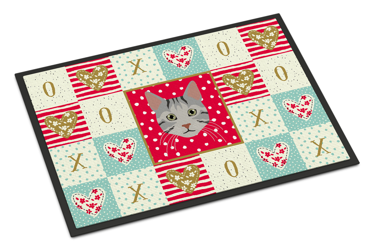 Egyptian Mau Cat Love Doormat Indoor Outdoor 18H X 27W Front Door Mat Rugs for Entryway, Non Slip Washable