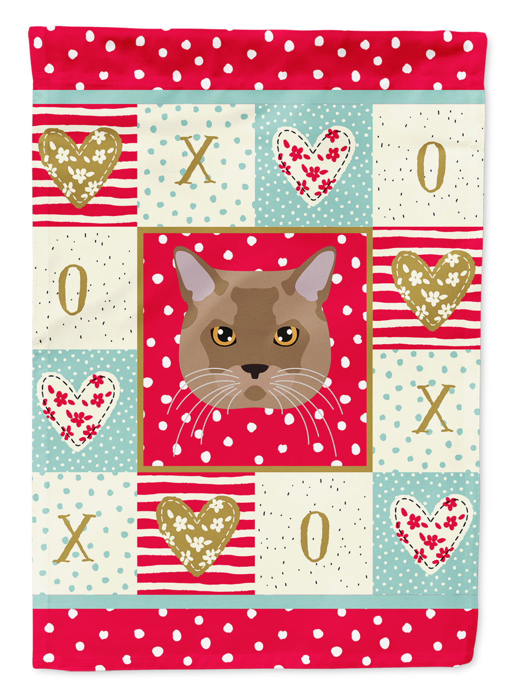 European Burmese Cat Love House Flag 28x40 Porch Sleeve Pole Decorative Outside Yard Banner Artwork Wall Hanging, Polyester